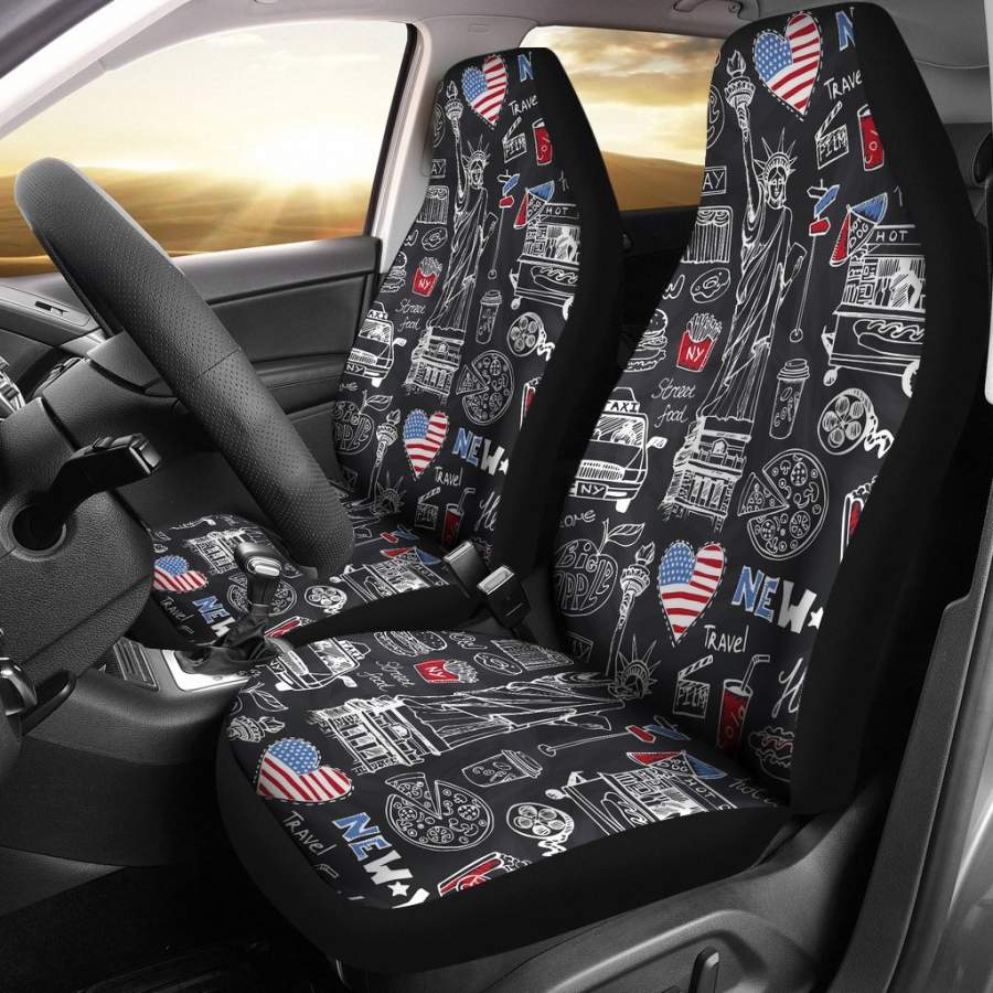 New York Love Pattern Print Universal Fit Car Seat Covers