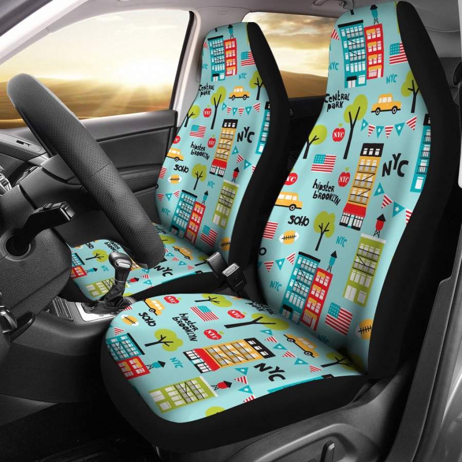 New York Print Pattern Universal Fit Car Seat Covers