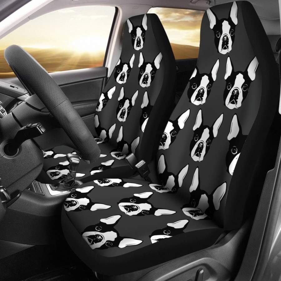 Boston Terrier Face Universal Fit Car Seat Covers