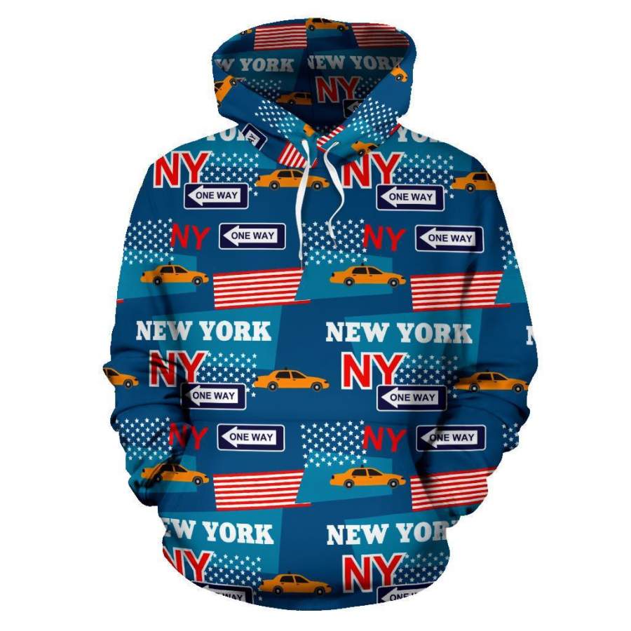 New York Pattern Print Men Women Pullover Hoodie