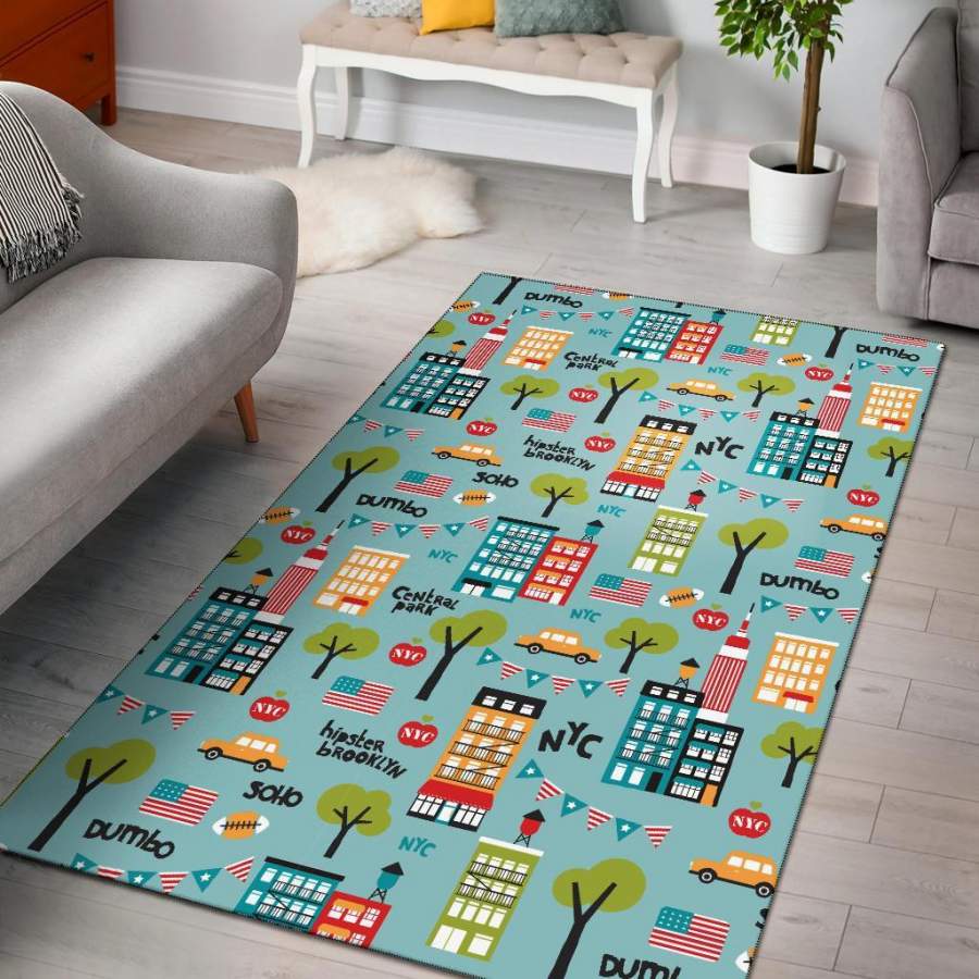 New York Print Pattern Area Rug