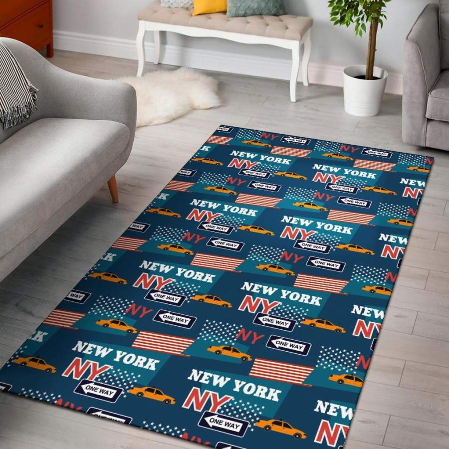 New York Pattern Print Area Rug