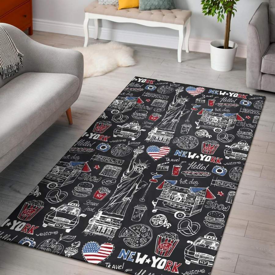 New York Love Pattern Print Area Rug