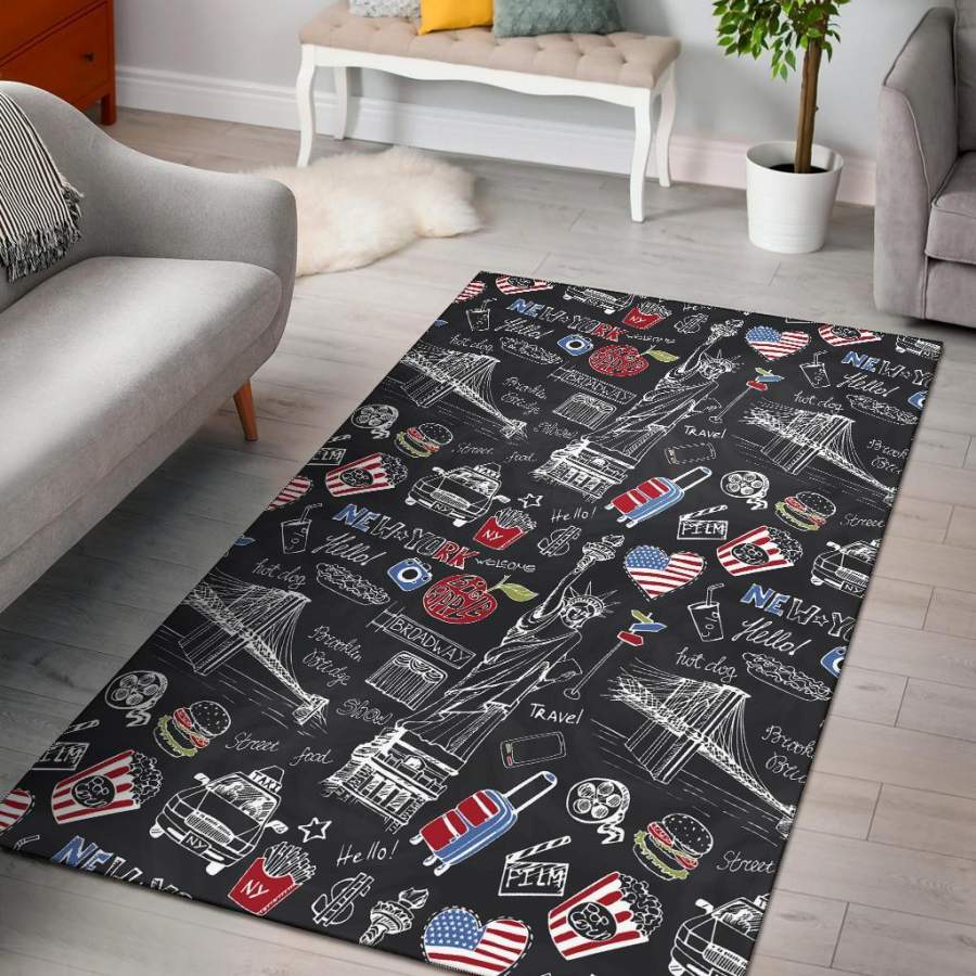 Love New York Print Pattern Area Rug