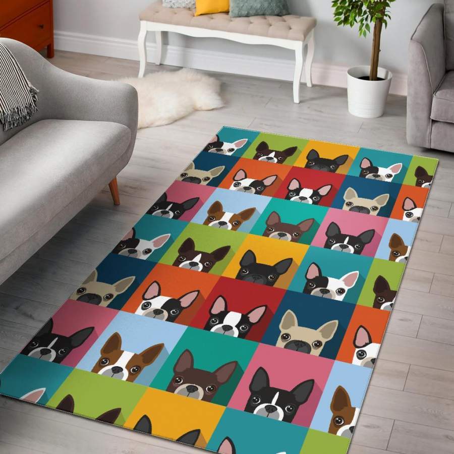 Boston Terrier Pattern Print Area Rug