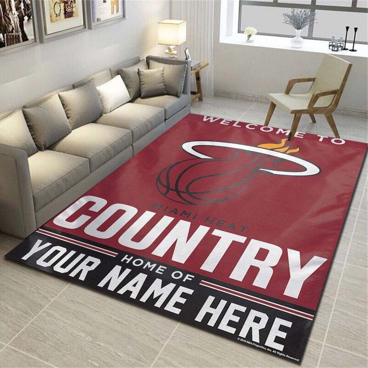 Miami Heat Personalized Area Rug, Team Living Room Bedroom Carpet, Customized Floor Decor