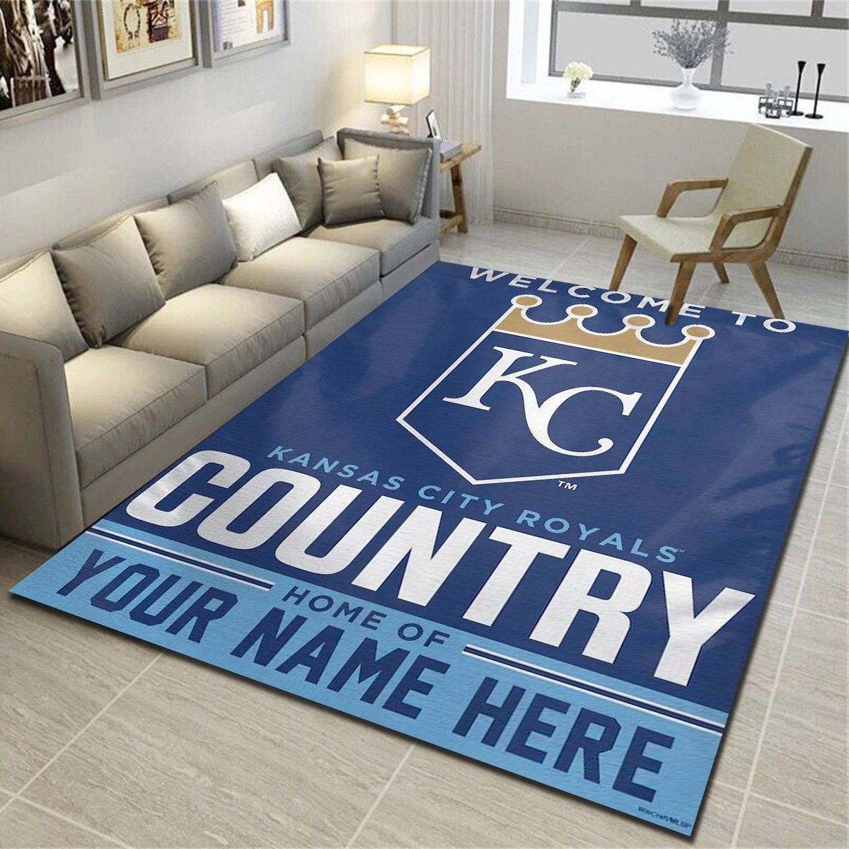 Kansas City Royals Personalized Area Rugs, Team Living Room Bedroom Carpet, Customized Floor Decor