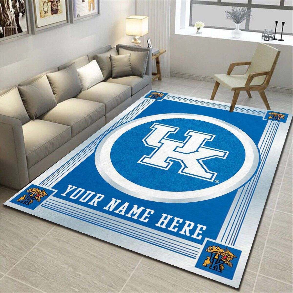 Kentucky Wildcats logo Personalized Area Rugs, Team Living Room Bedroom Carpet, Customized Floor Decor