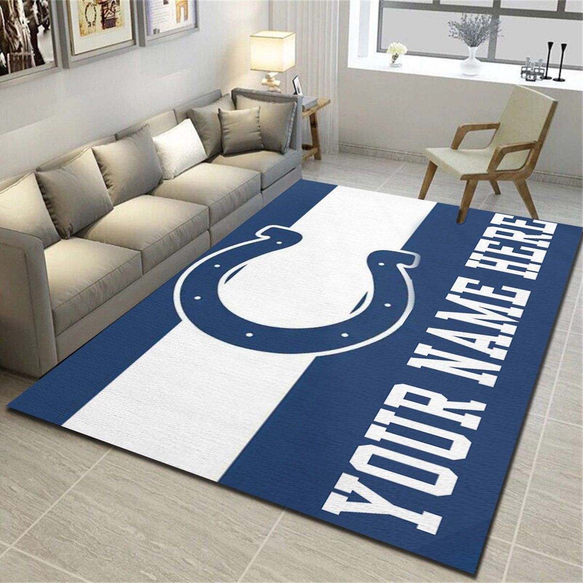 Indianapolis Colts Personalized Rug,Team Living Room Bedroom Carpet,Customized Floor Decor