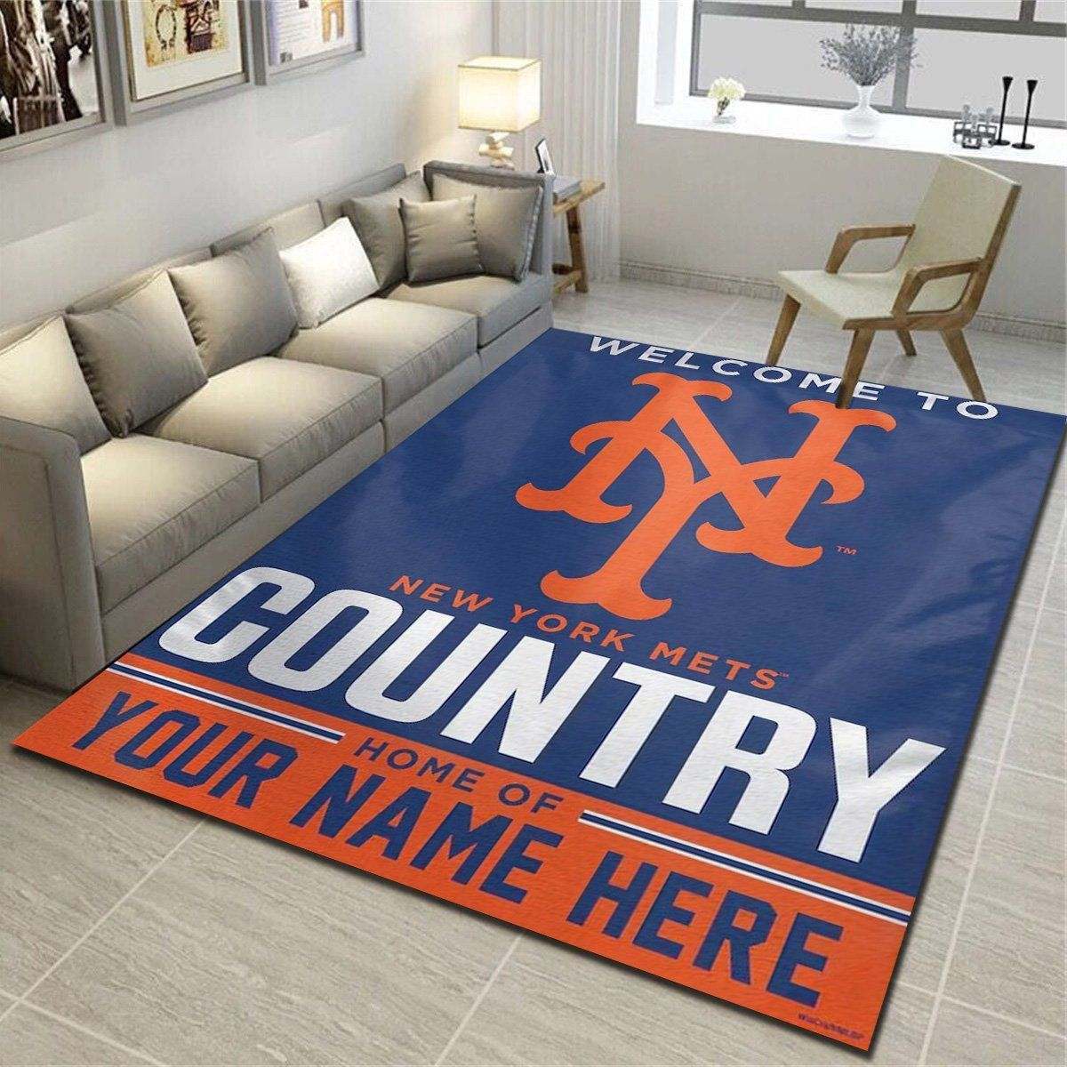 New York Mets Personalized Rug, Living Room Bedroom Carpet, Customized Floor Decor