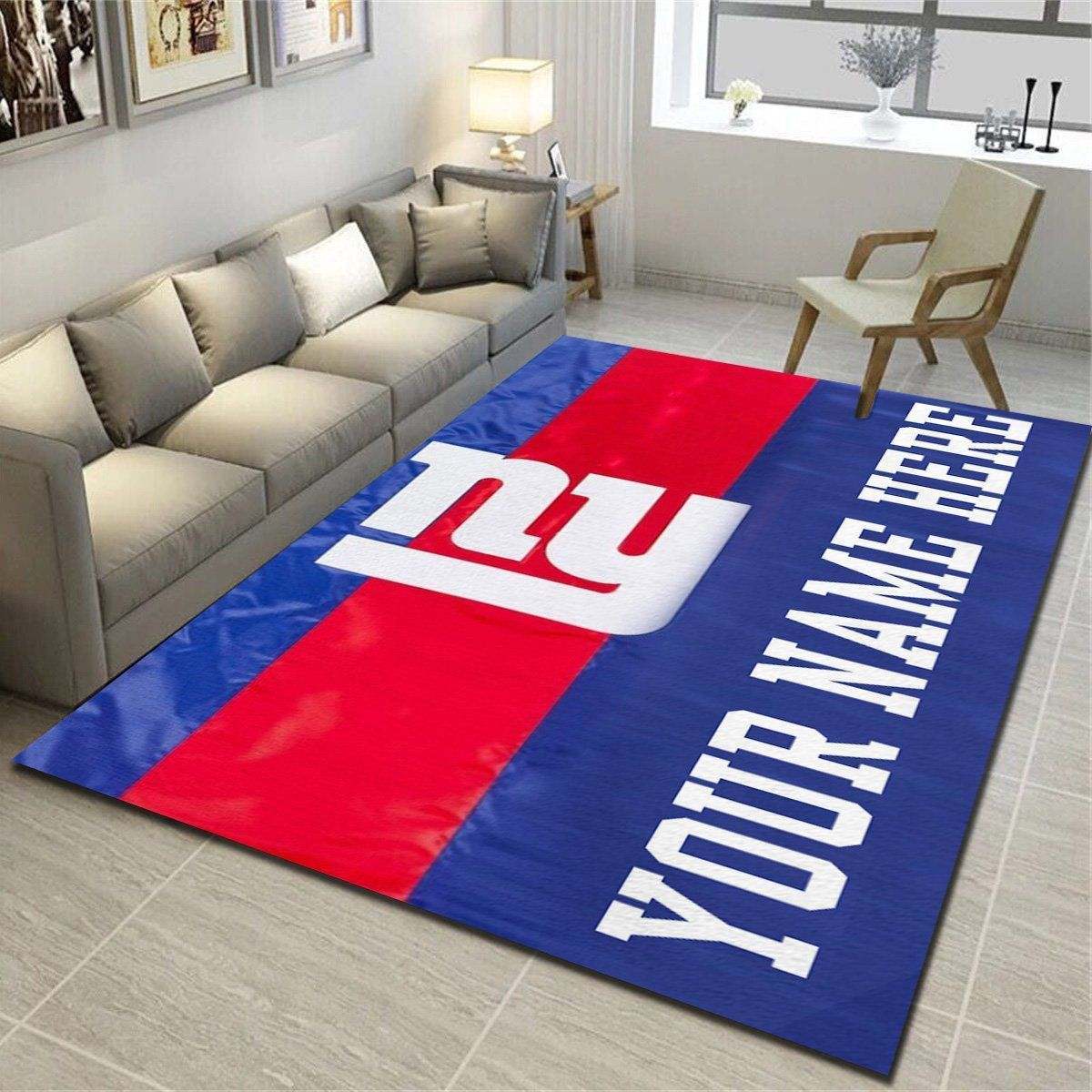 New York Giants Personalized Area Rugs,Team Living Room Carpet,Customized Fan Cave Floor Mat