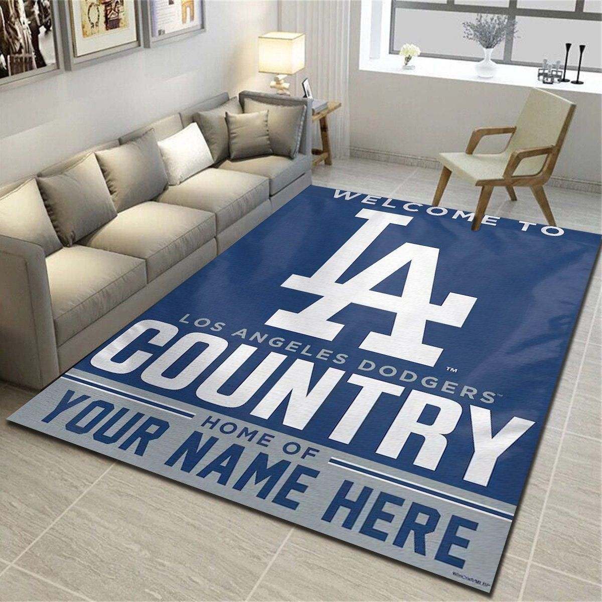 Los Angeles Dodgers Personalized Area Rugs, Team Living Room Carpet, Customized Floor Decor