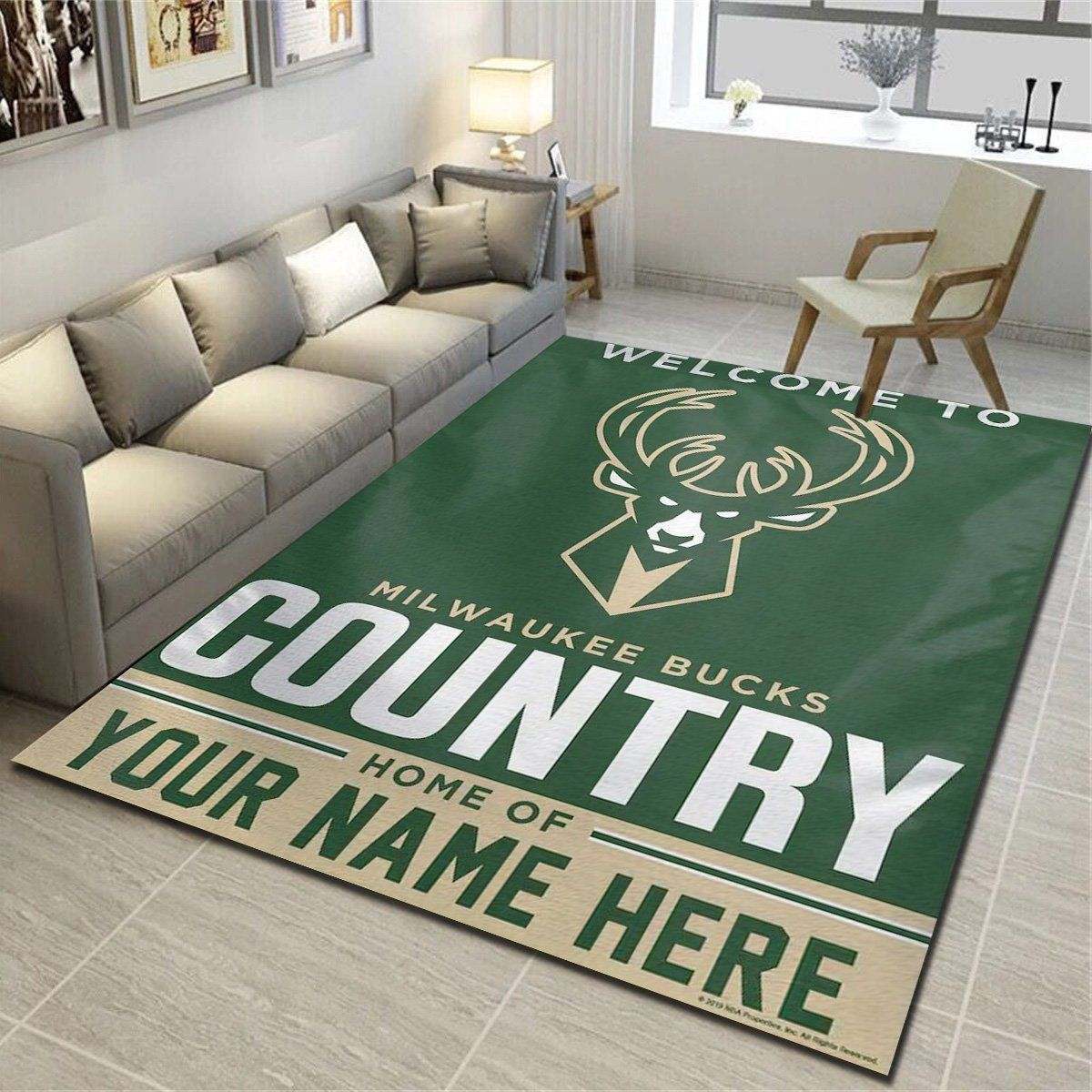 Milwaukee Bucks Personalized Area Rugs, Living Room Carpet, Customized Fan Cave Floor Mat