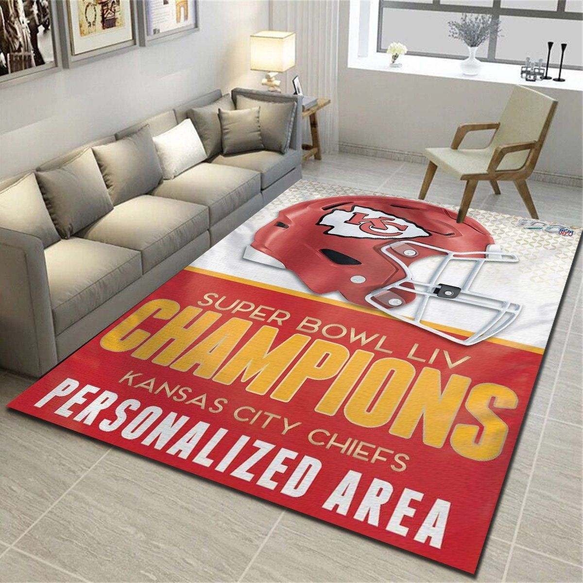 Kansas City Chiefs Personalized Area Rugs, Team Living Room Carpet, Customized Floor Mat Home Decor