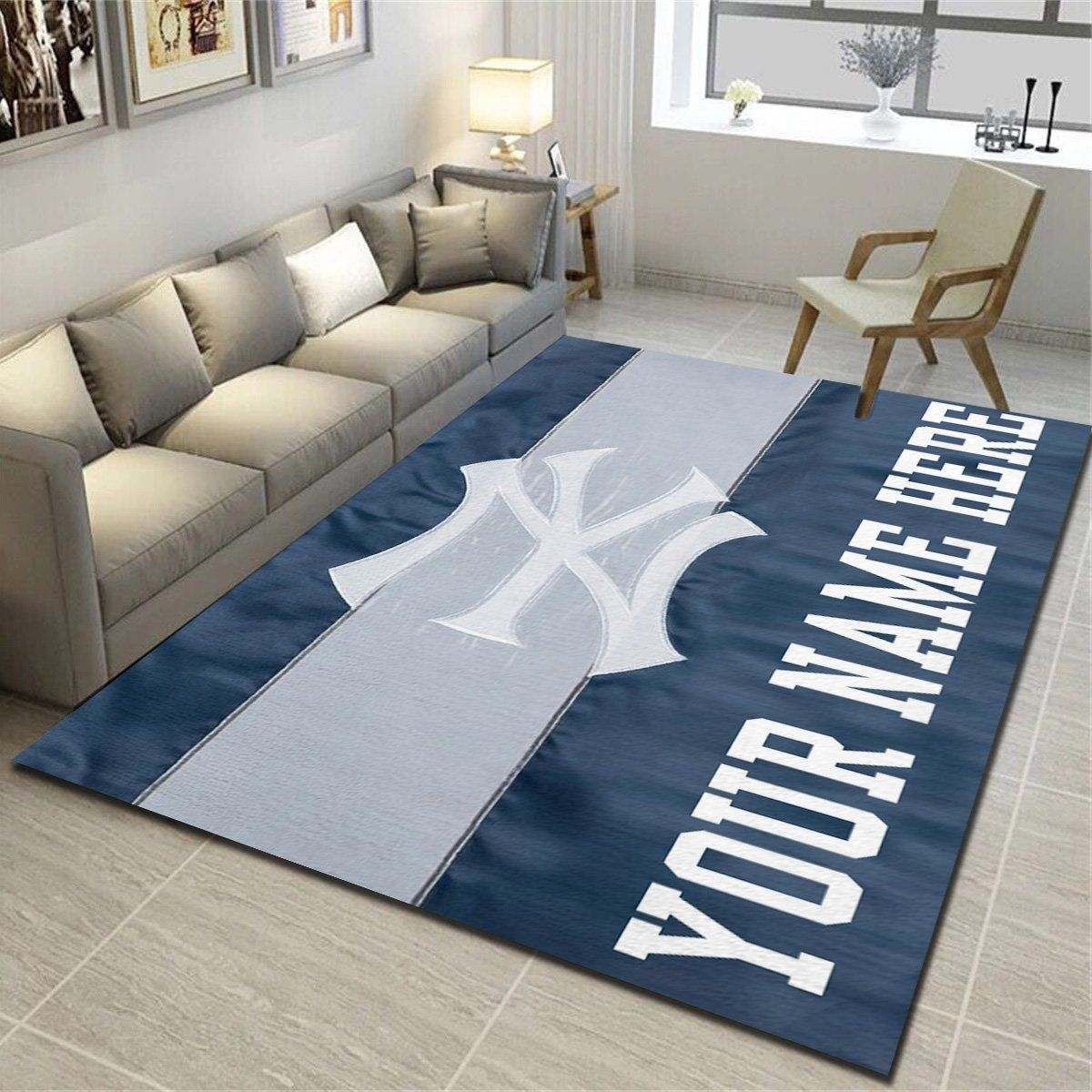 New York Yankees Personalized Rug,Team Living Room Bedroom Carpet,Customized Man Cave Floor Mat