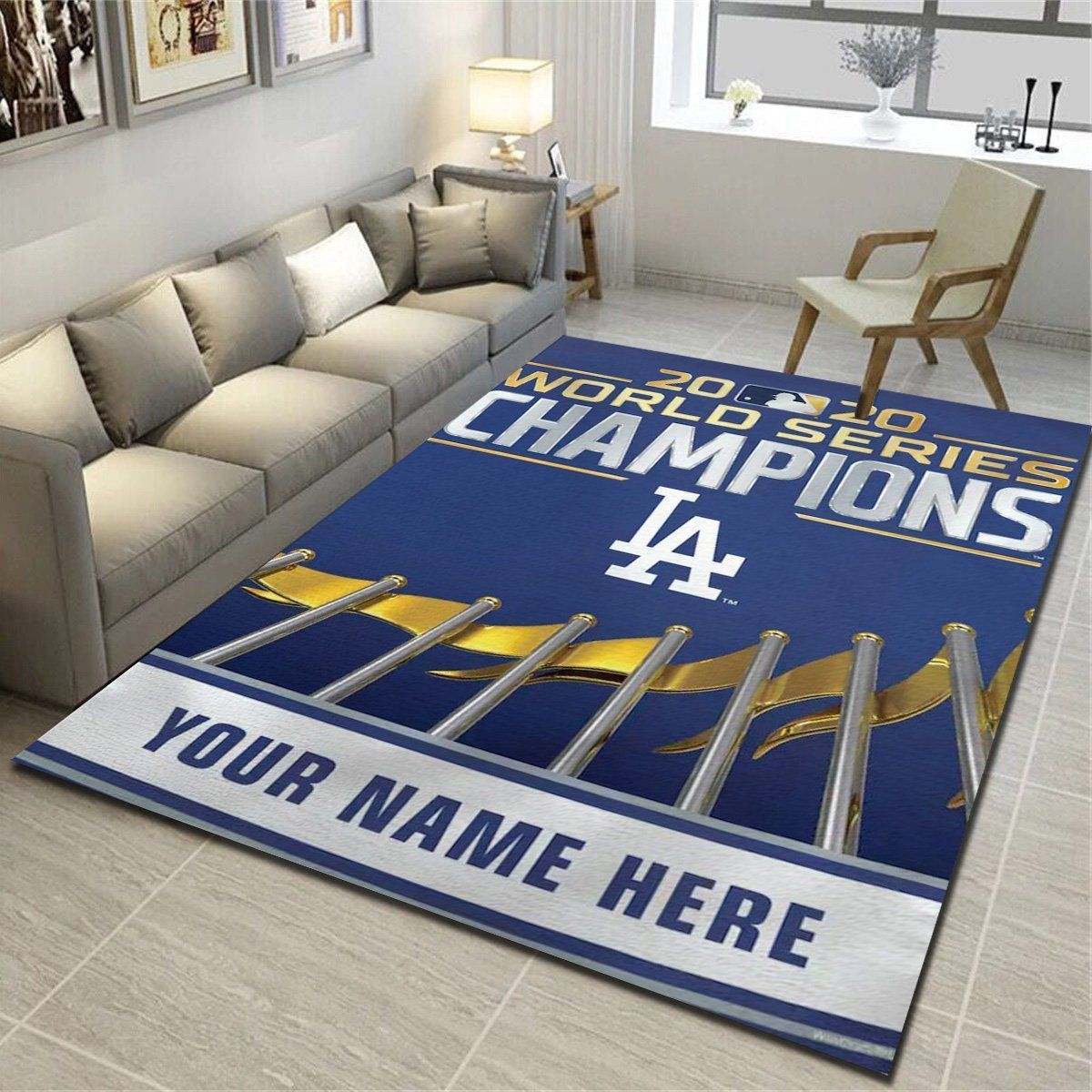 Los Angeles Dodgers Personalized Rug, Living Room Bedroom Carpet, Customized Fan Cave Floor Mat