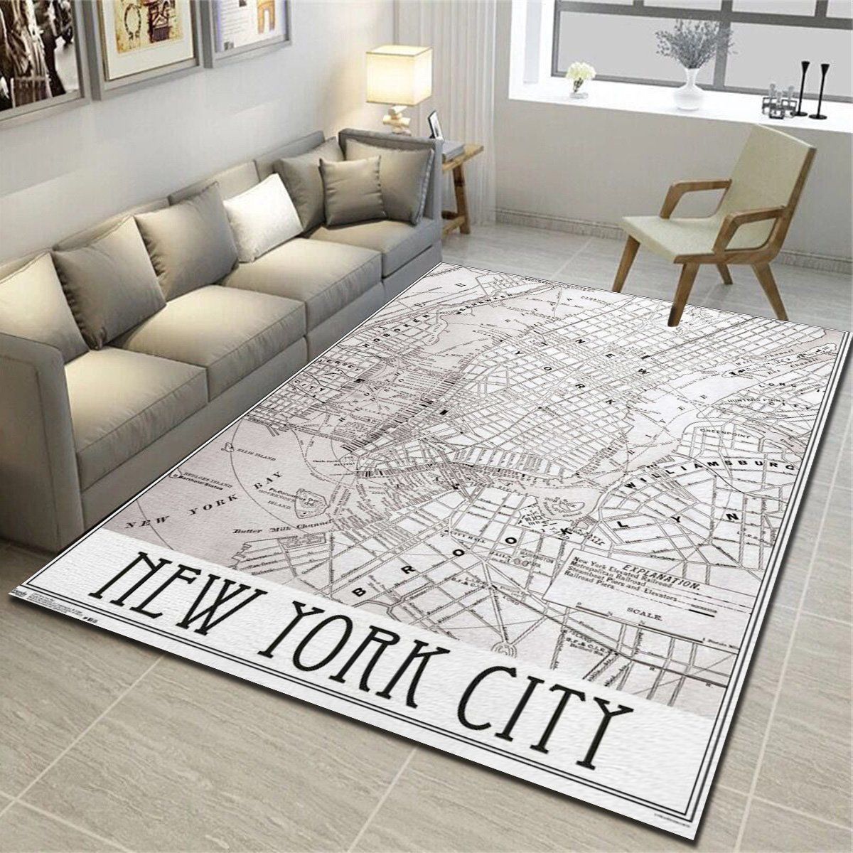 New York Map Rug, Living Room Carpet