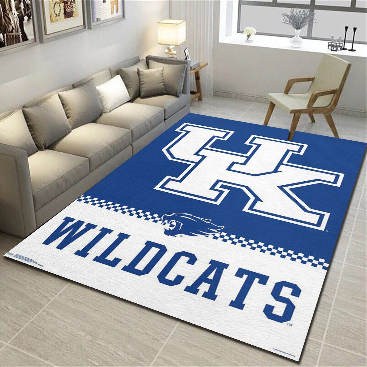 Collegiate University Of Kentucky Wildcats Logo Area Rugs, Living Room Bedroom Carpet