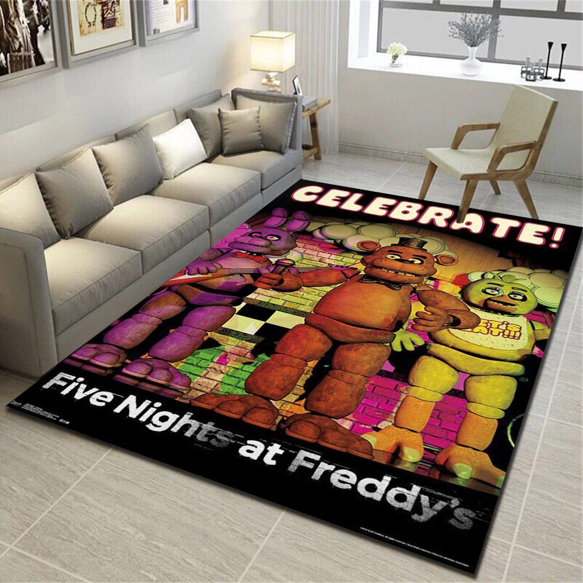 Five Nights At Freddy S Celebrate Area Rugs, Living Room Bedroom Carpet