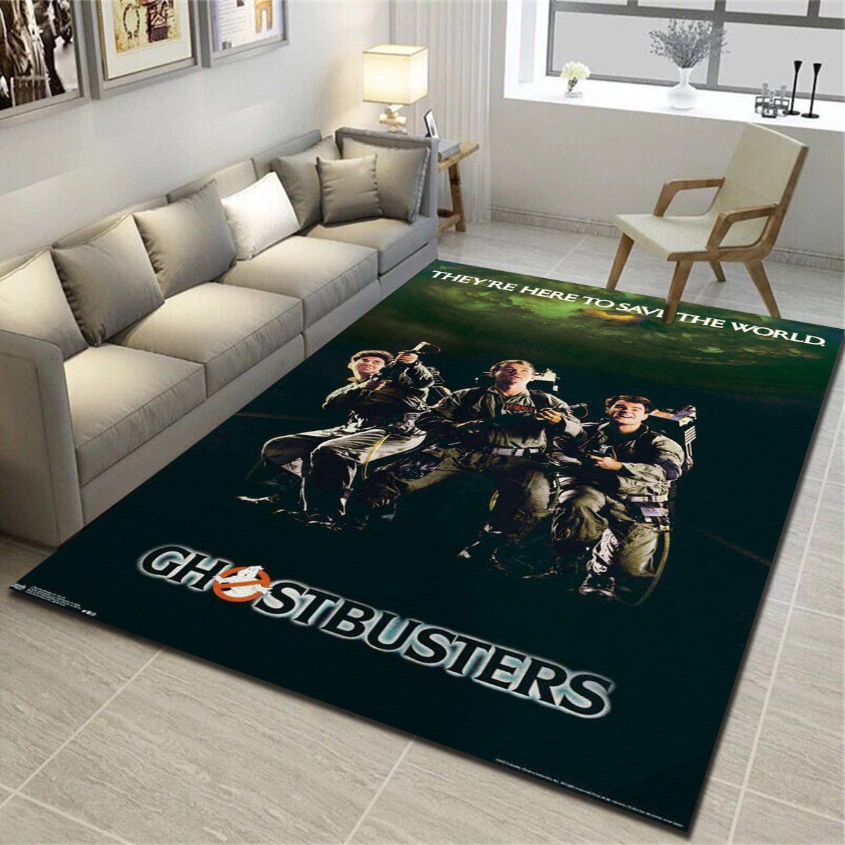 Ghostbusters 1984 Key Art Area Rugs, Living Room Bedroom Carpet