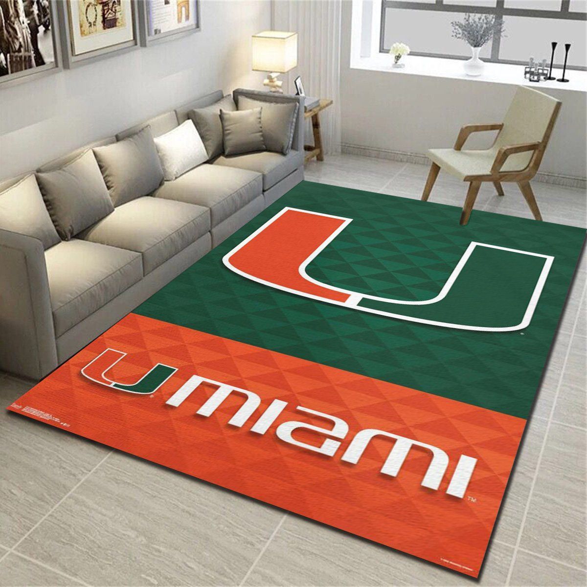 Collegiate University Of Miami Hurricanes Logo Rugs, Living Room Carpet