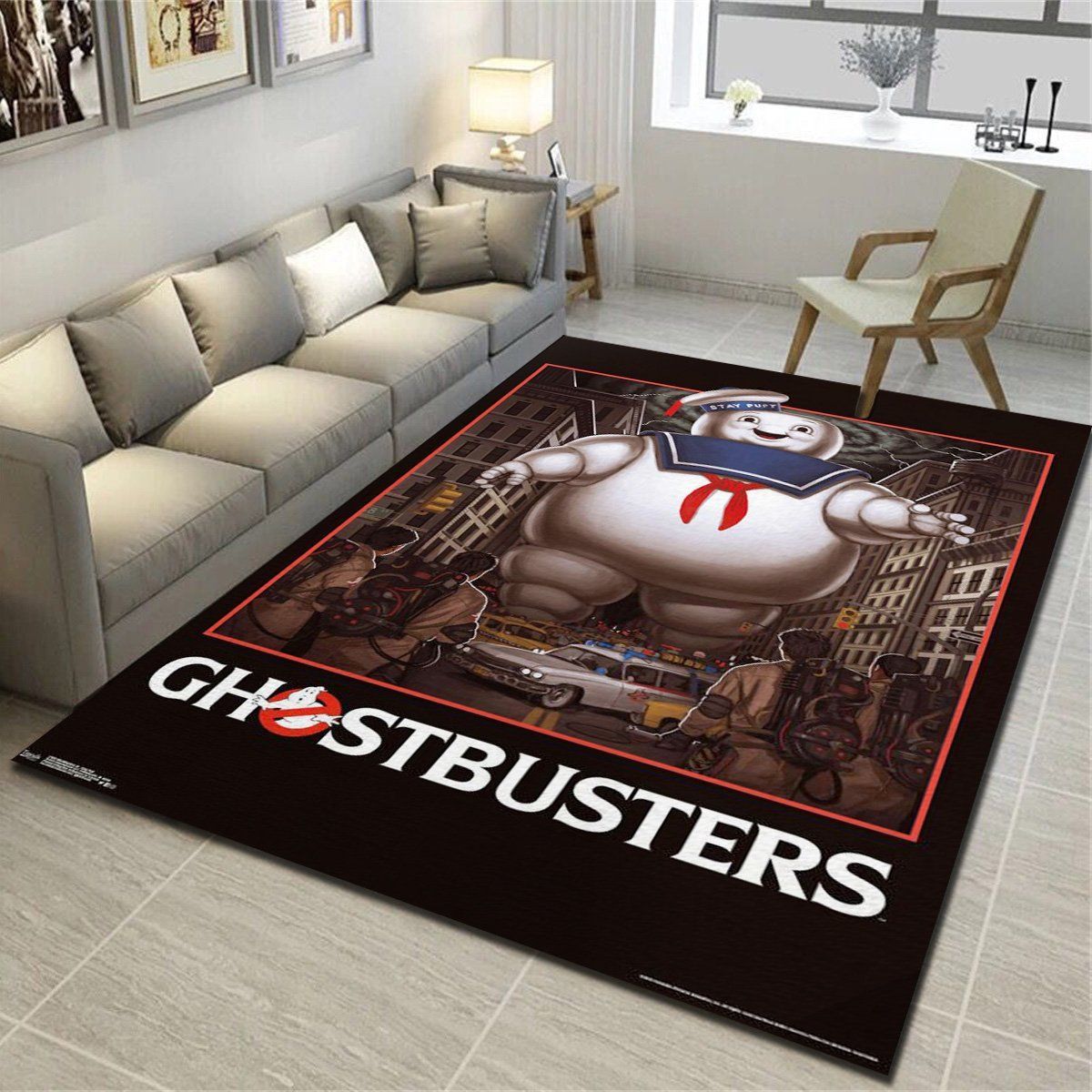 Ghostbusters 1984 Stay Puft Marshmallow Man Area Rug, Living Room Carpet