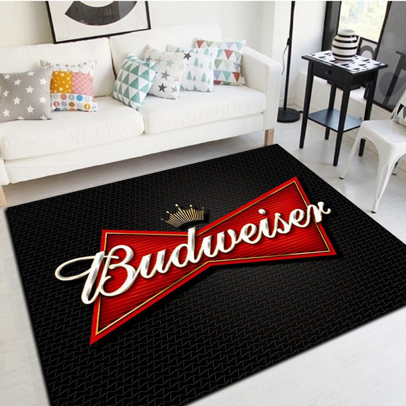 Budweiser Logo Area Rug, Living Room Bedroom Carpet, Floor Mat Home Decor