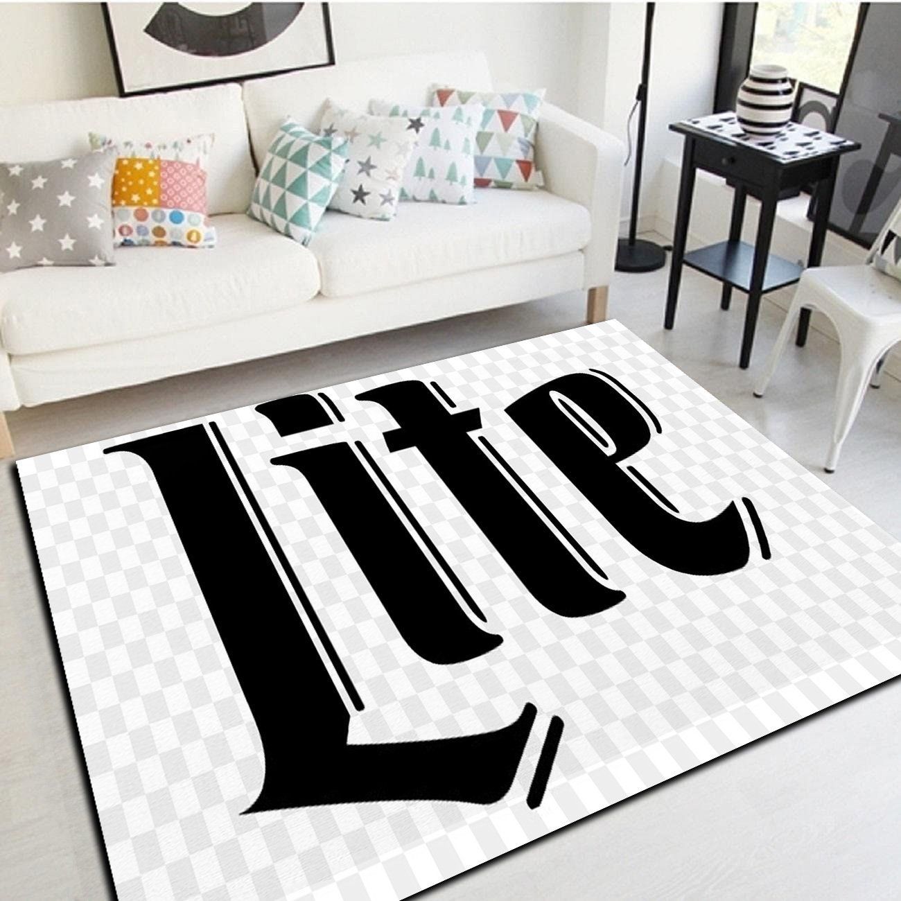 Miller Lite Logo Inspired Area Rug, Living Room Carpet, Home Floor Decor