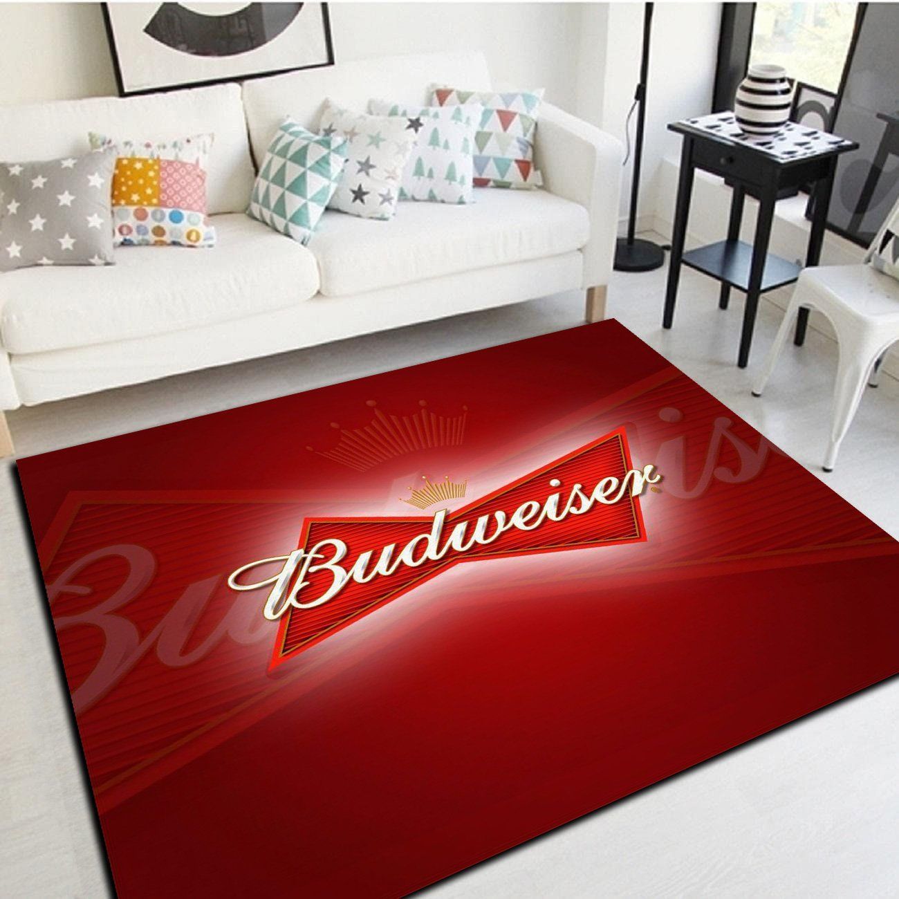 Budweiser Logo Inspired Area Rug, Living Room Carpet, Home Floor Decor