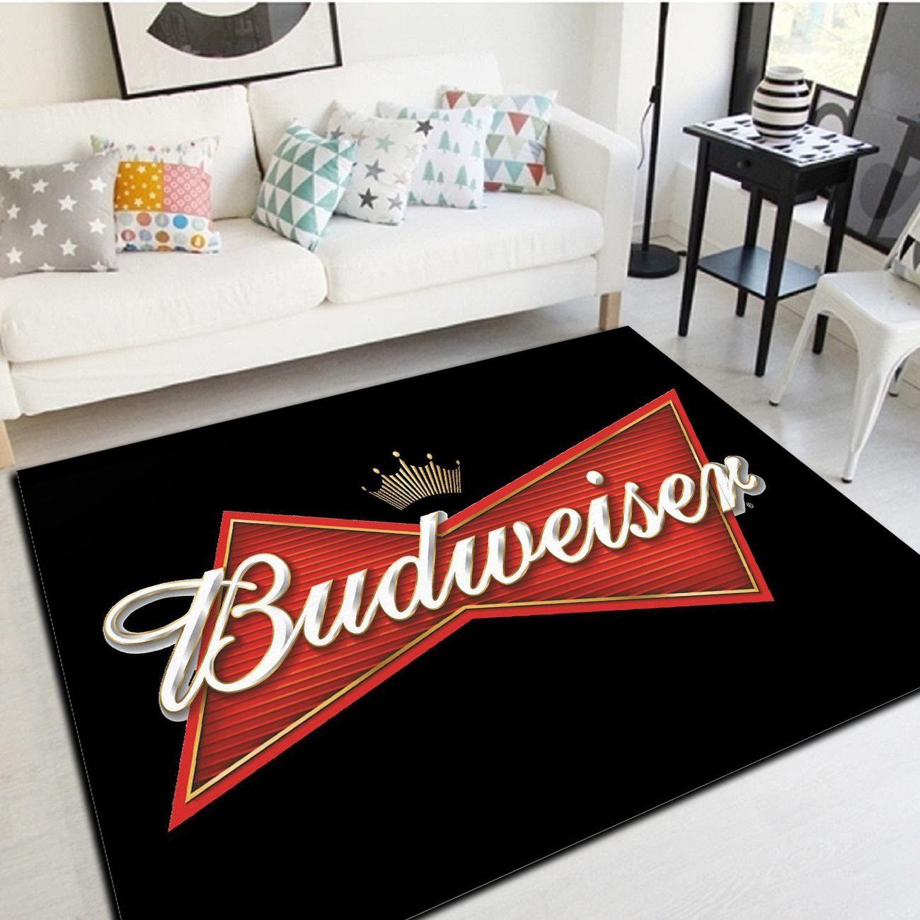 Budweiser Logo Area Rug, Living Room Bedroom Carpet, Floor Mat