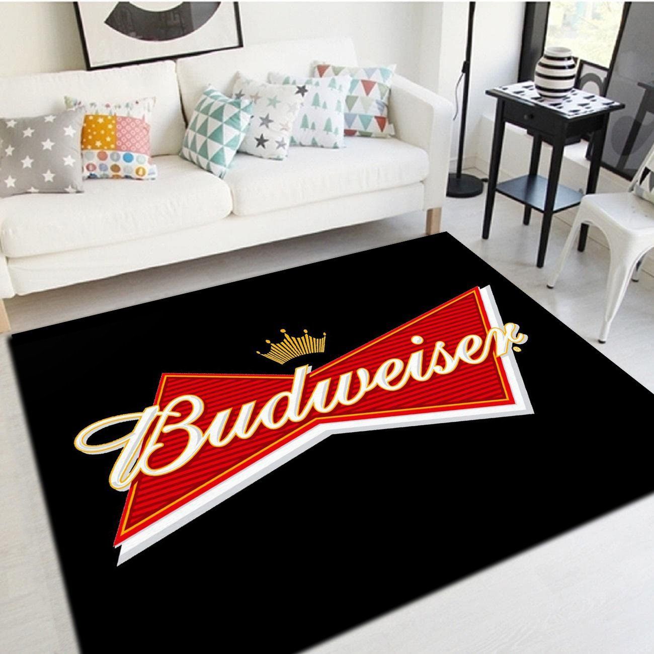 Budweiser Logo Inspired Area Rug, Living Room Bedroom Carpet, Floor Mat