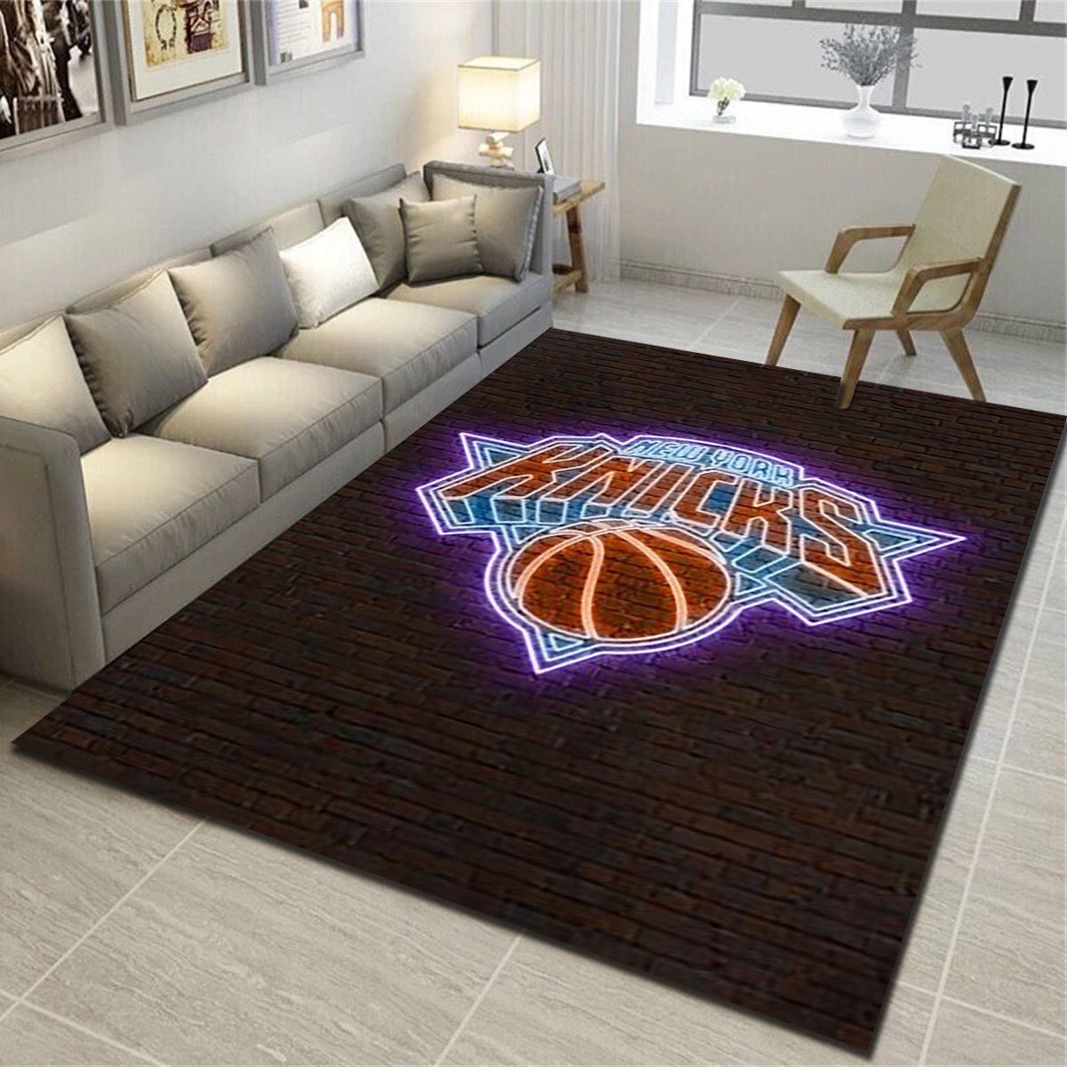 New York Knicks Rug, Basketball Team Living Room Carpet, Fan Cave Floor Mat