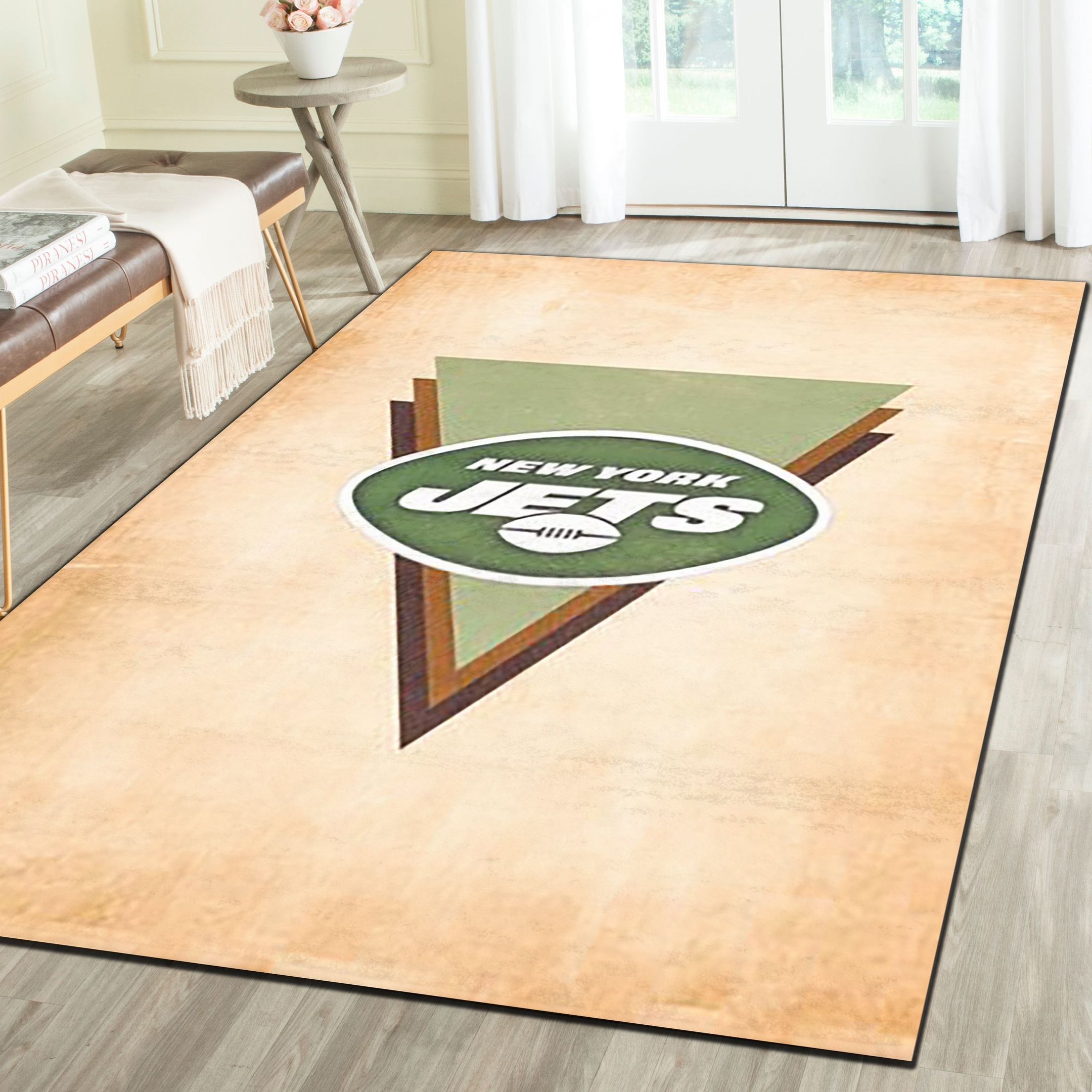 New York Jets Area Rugs, Football Team Living Room Carpet, Sports Floor Decor