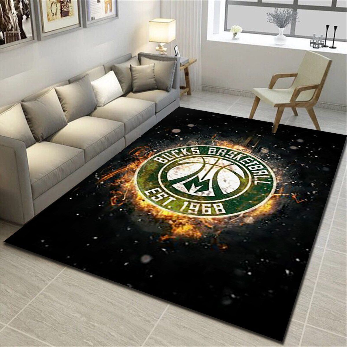 Milwaukee Bucks Rug, Basketball Team Living Room Bedroom Carpet, Sports Floor Mat