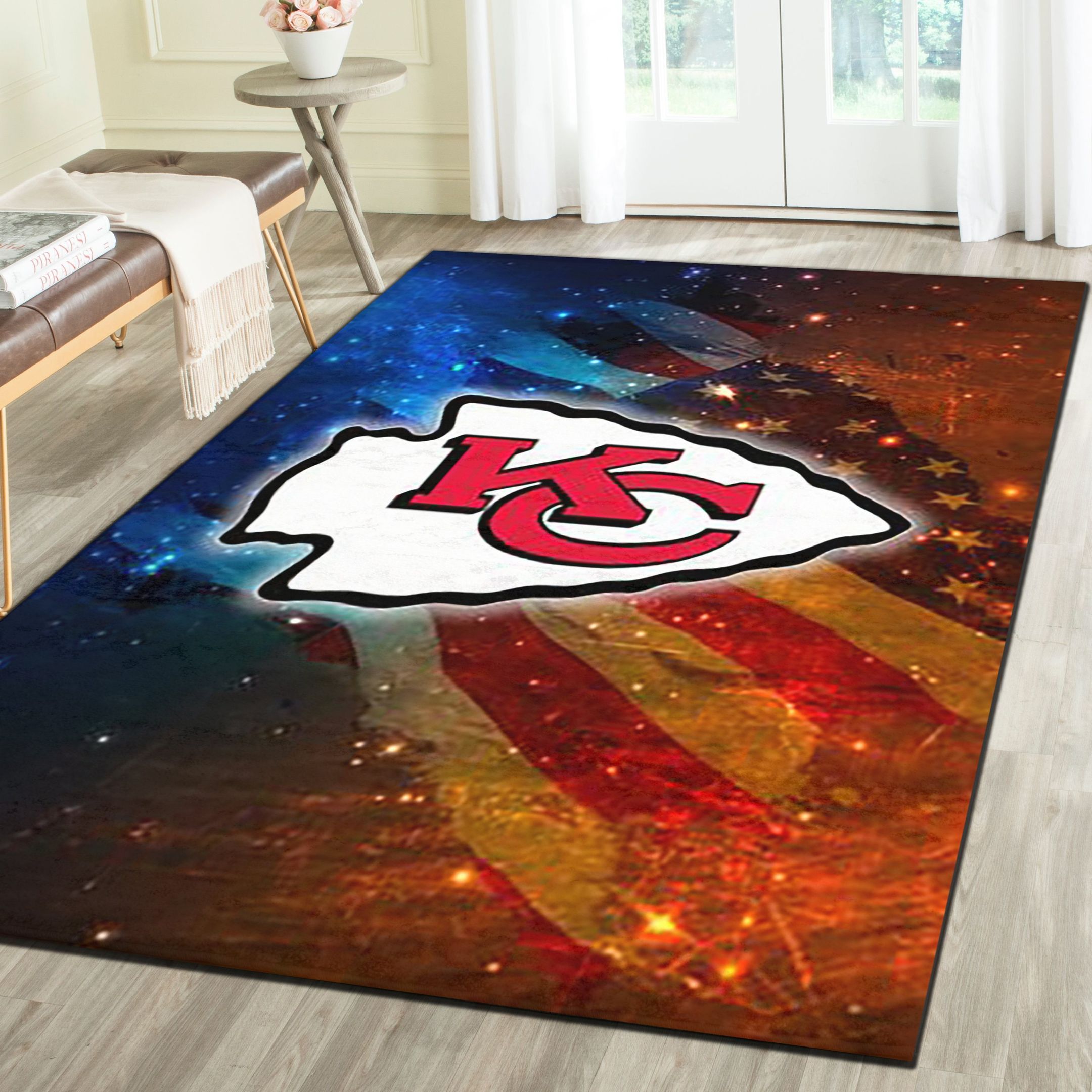 Kansas City Chiefs Area Rugs, Football Team Living Room Bedroom Carpet, Sports Floor Mat