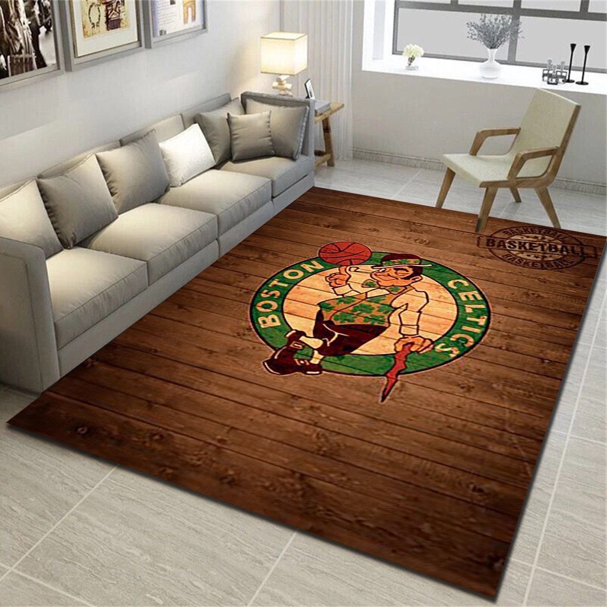 Boston Celtics Rug, Basketball Team Living Room Bedroom Carpet, Sports Floor Mat Home Decor