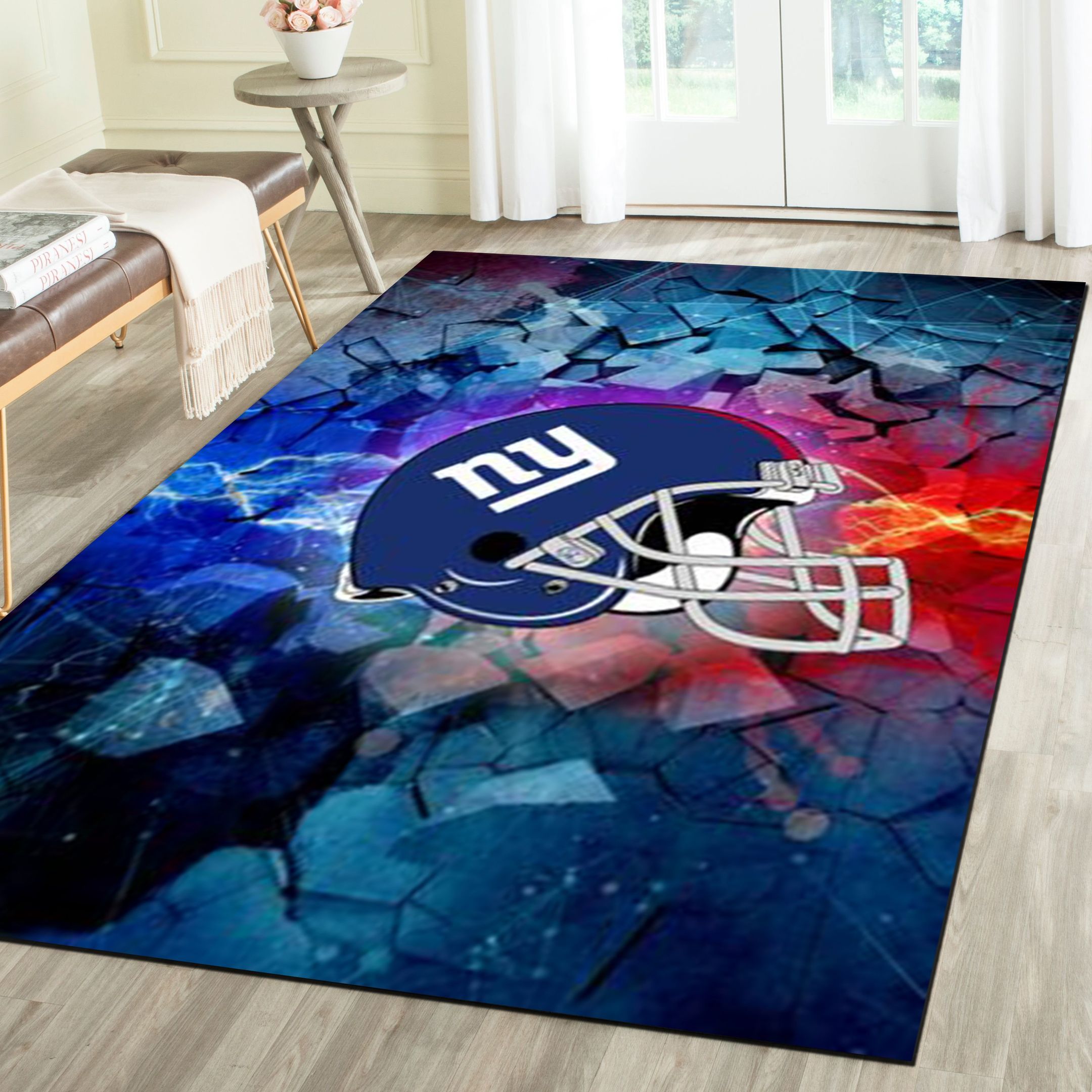 New York Giants Rug, Football Team Living Room Carpet, Sports Floor Mat Home Decor