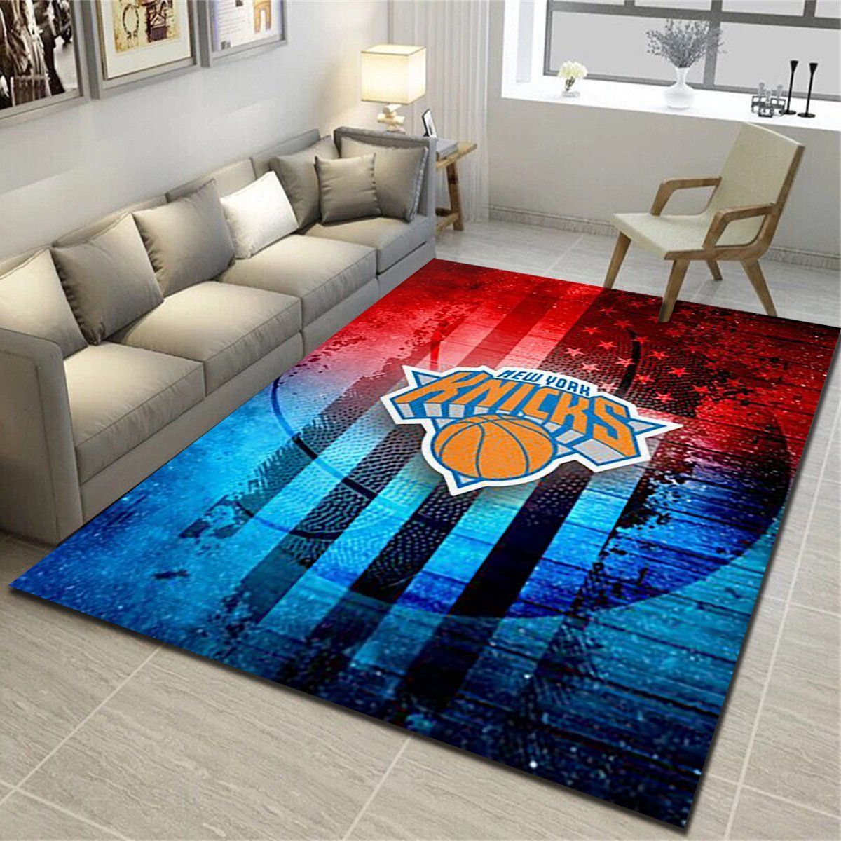 New York Knicks Area Rugs, Basketball Team Living Room Bedroom Carpet, Sports Floor Decor