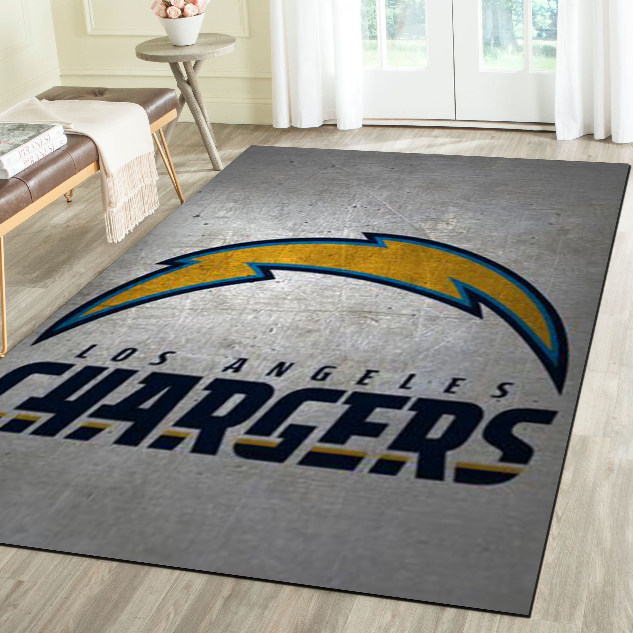 Los Angeles Chargers Rug, Football Team Living Room Carpet, Man Cave Floor Mat