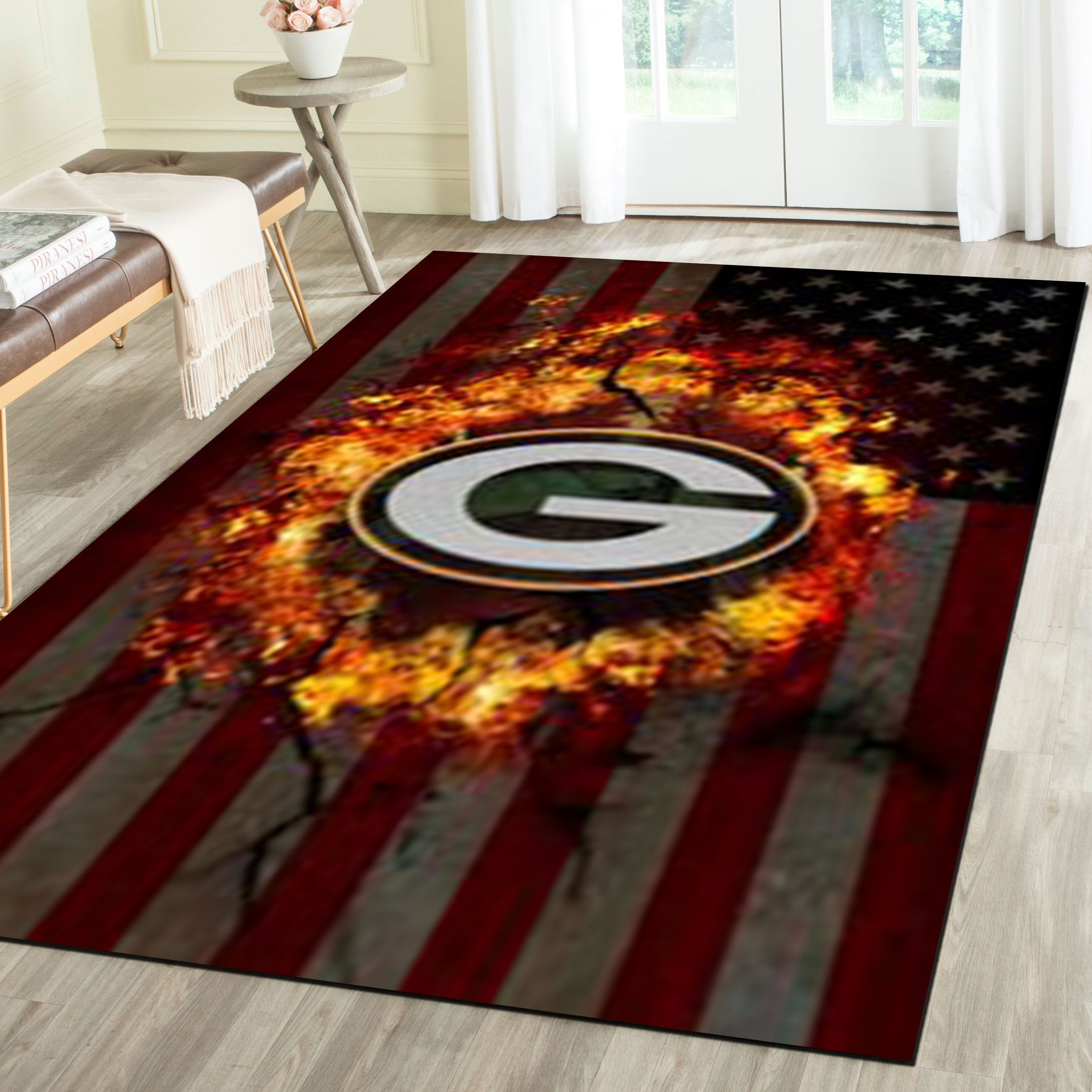 Green Bay Packers Rug, Football Team Living Room Bedroom Carpet, Football Team Living Room Carpet