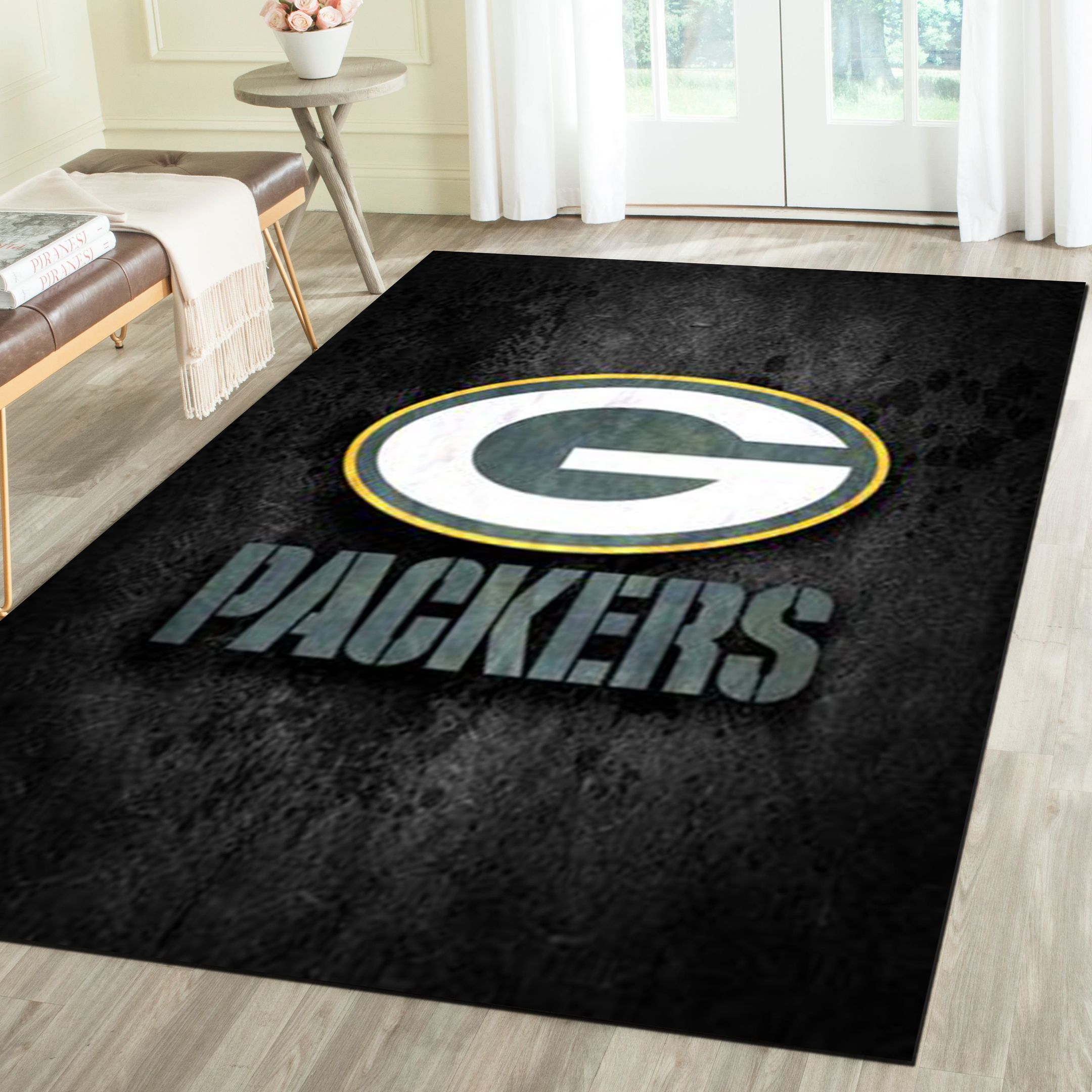 Green Bay Packers Area Rug, Football Team Living Room Bedroom Carpet, Sports Floor Mat Home Decor