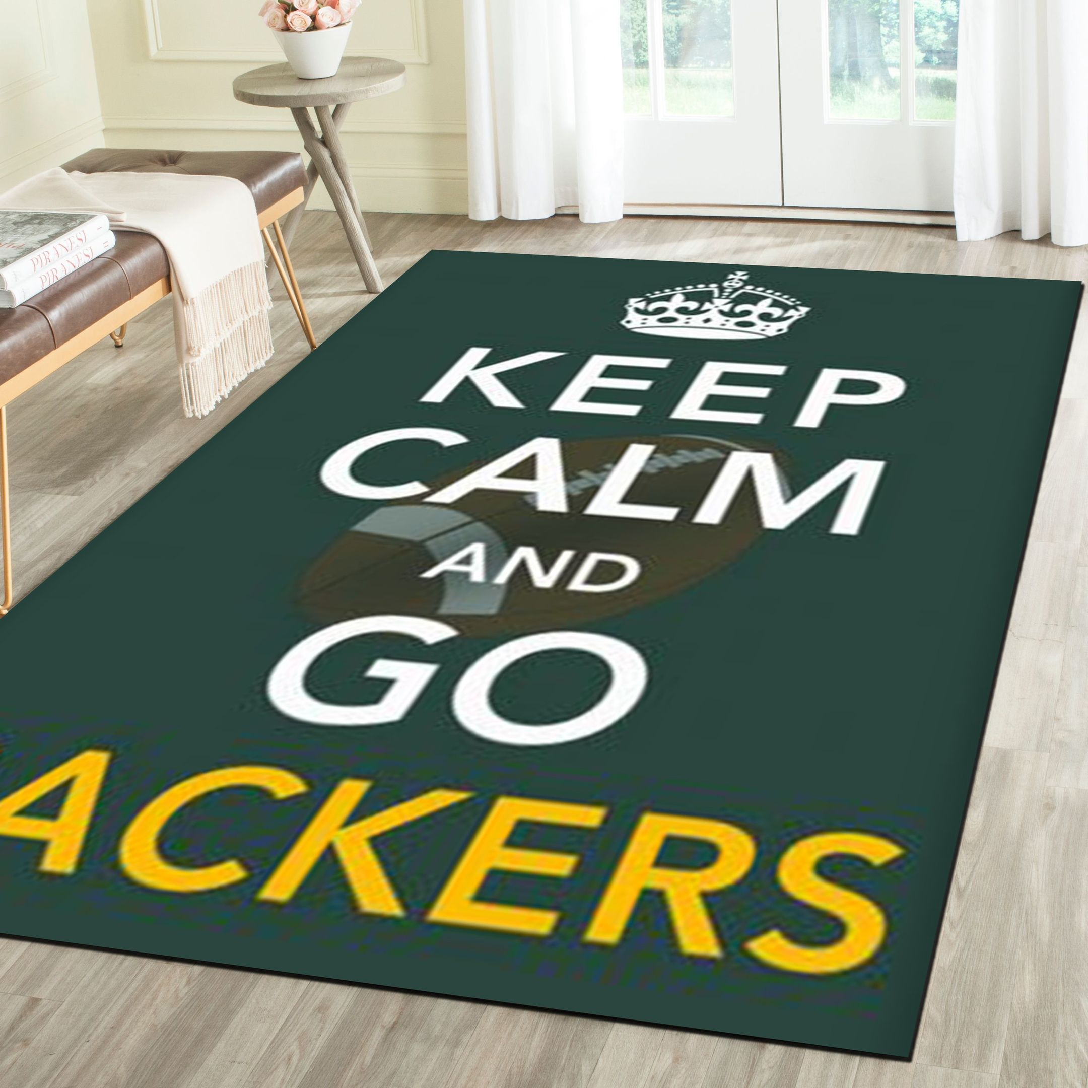 Green Bay Packers Area Rugs, Football Team Living Room Bedroom Carpet, Sports Floor Decor