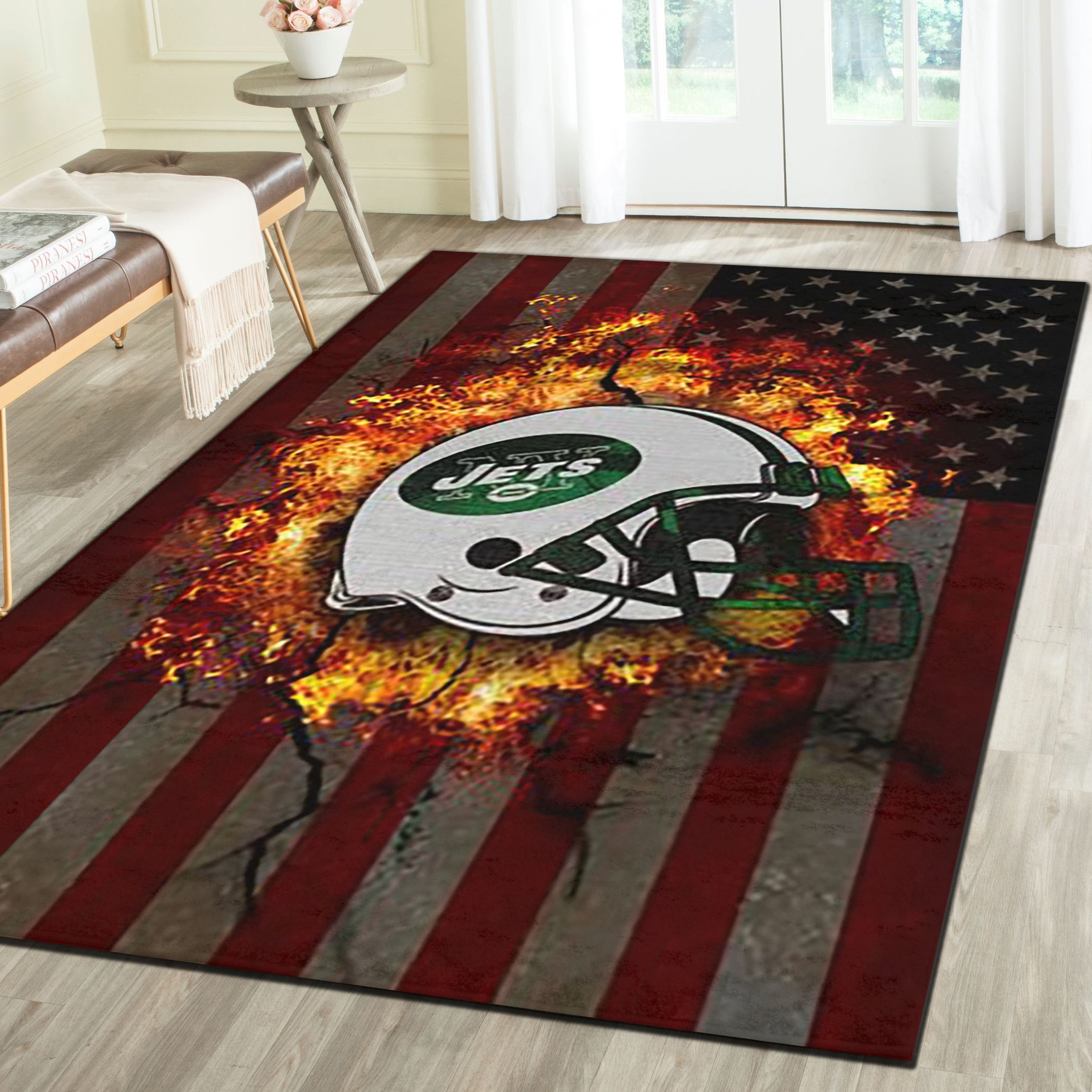 New York Jets Rug, Football Team Living Room Carpet, Fan Cave Floor Mat