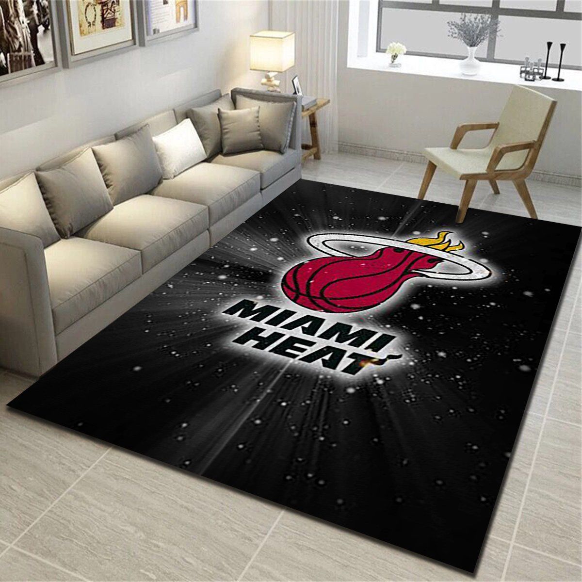 Miami Heat Rug, Basketball Team Living Room Bedroom Carpet, Fan Cave Floor Mat