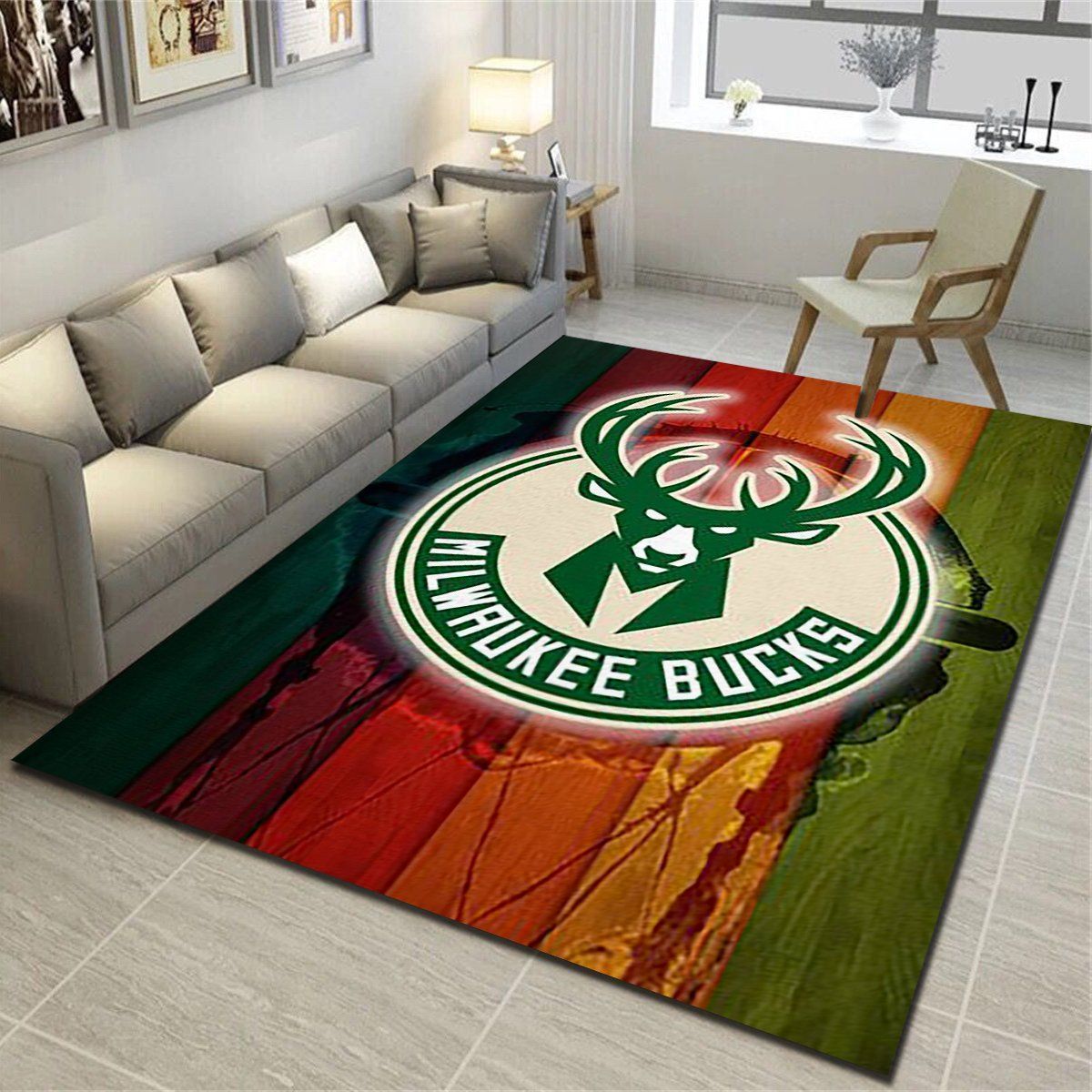 Milwaukee Bucks Rug, Basketball Team Living Room Bedroom Carpet, Man Cave Floor Mat