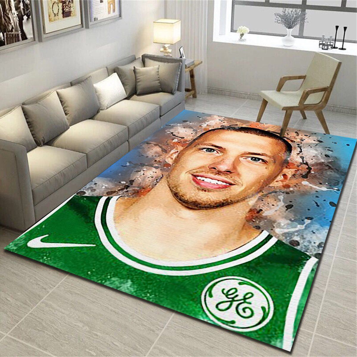 Boston Celtics Rug, Basketball Team Living Room Carpet, Sports Floor Mat