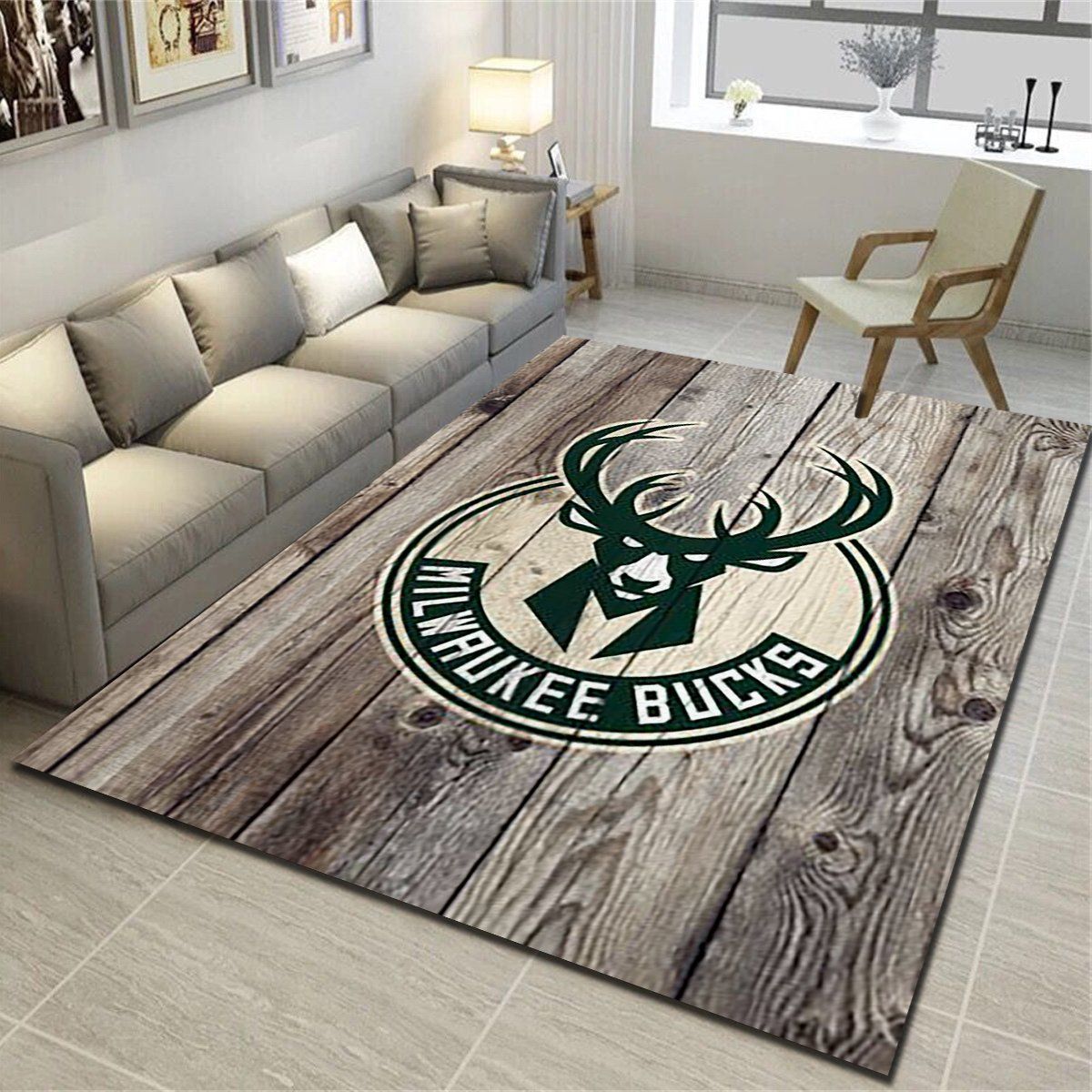 Milwaukee Bucks Area Rugs, Basketball Team Living Room Carpet, Sports Floor Decor