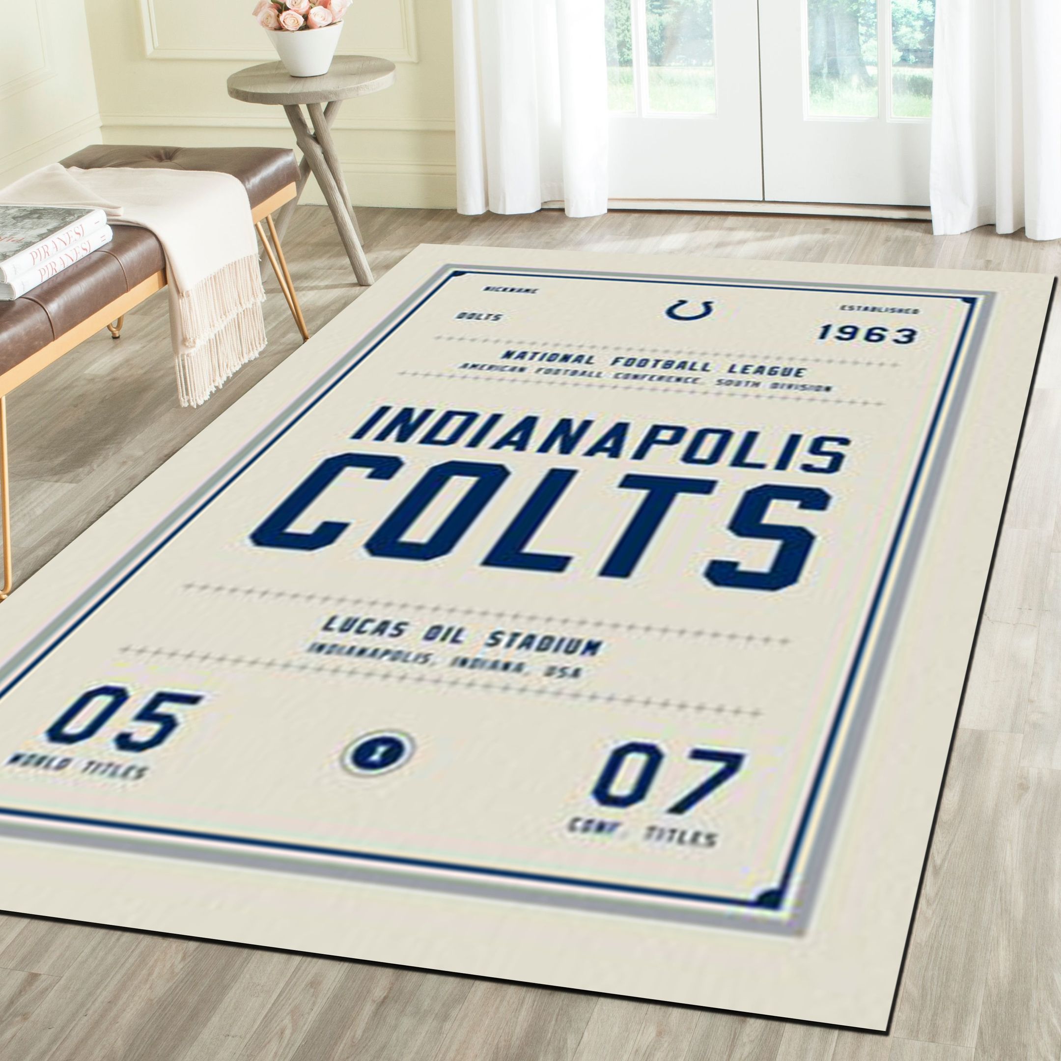 Indianapolis Colts Area Rugs, Football Team Living Room Bedroom Carpet, Sports Floor Decor