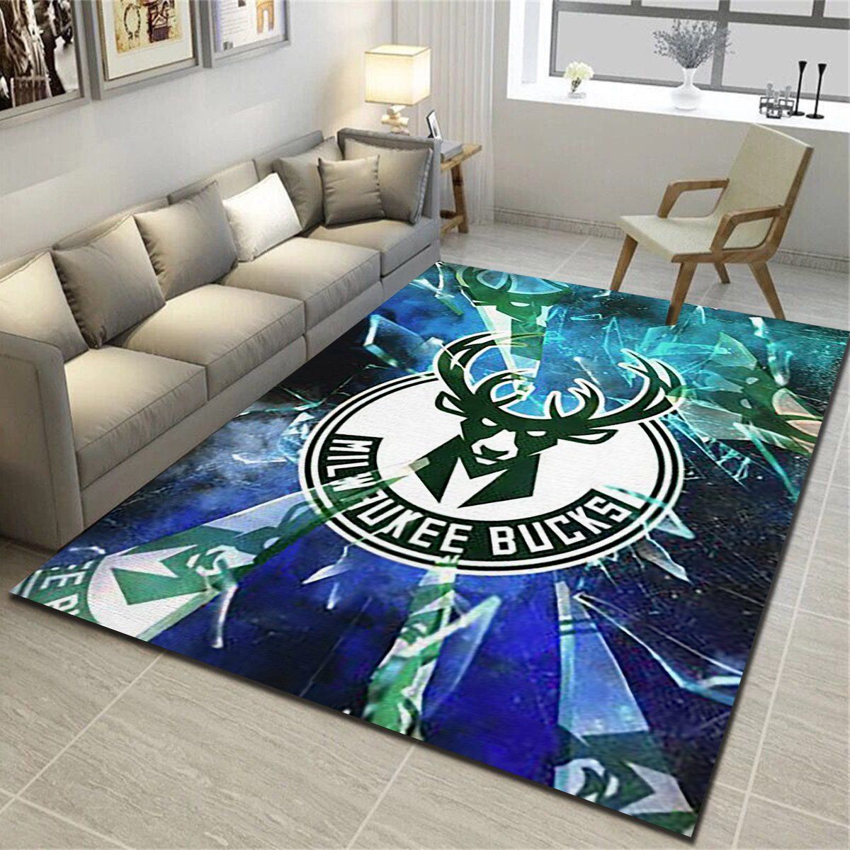 Milwaukee Bucks Area Rugs, Basketball Team Living Room Bedroom Carpet, Sports Floor Mat