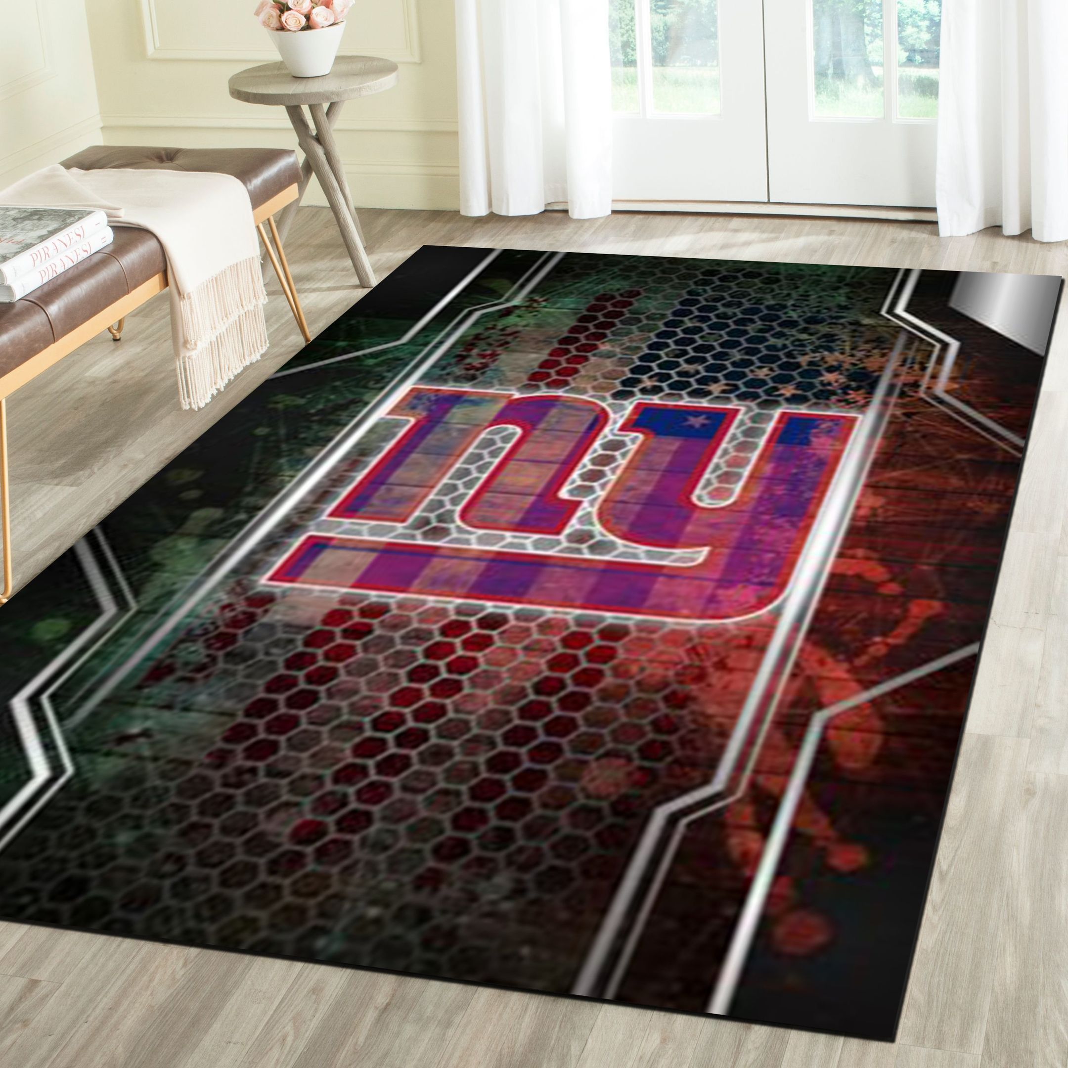 New York Giants Area Rug, Football Team Living Room Bedroom Carpet, Sports Floor Mat Home Decor